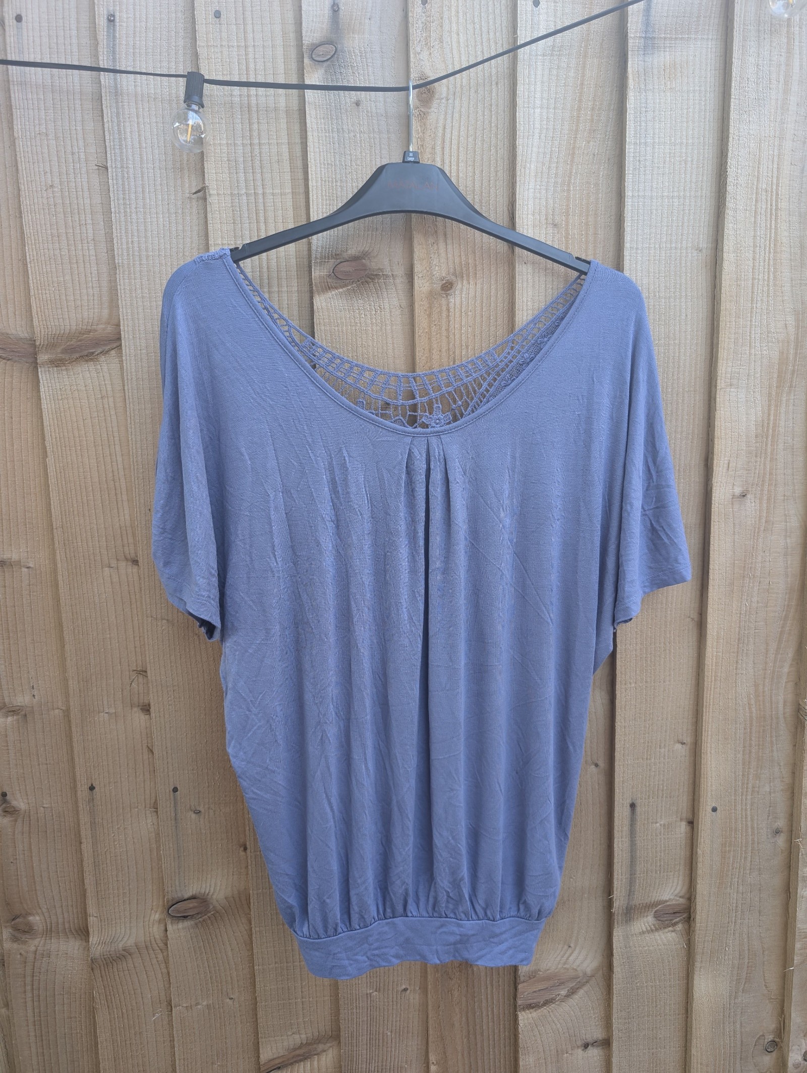 Lascana Blue Crochet Back Top Medium Relaxed Fit