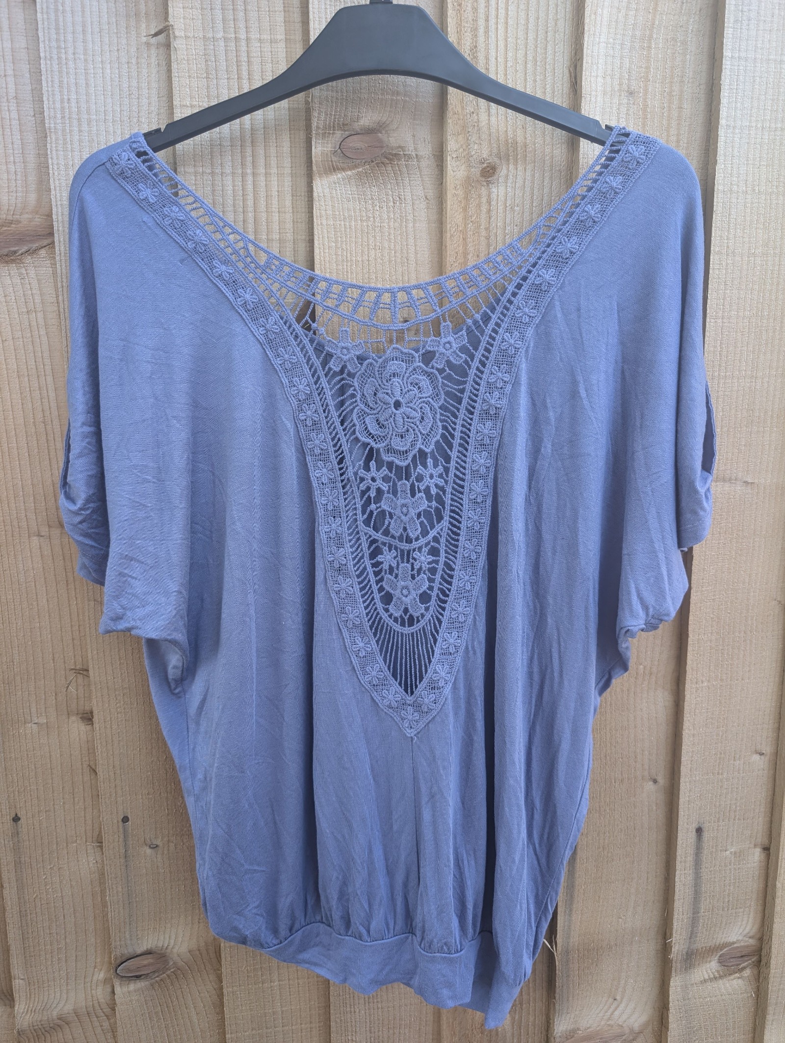 Lascana Blue Crochet Back Top Medium Relaxed Fit image 2