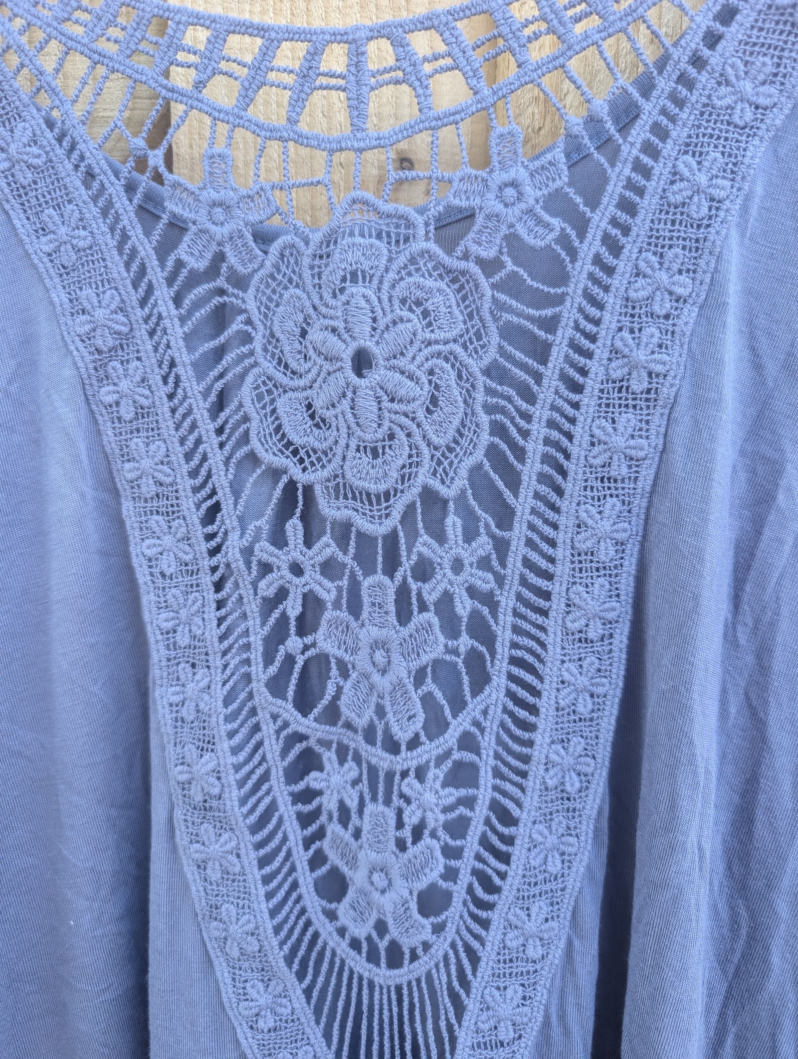 Lascana Blue Crochet Back Top Medium Relaxed Fit image 3
