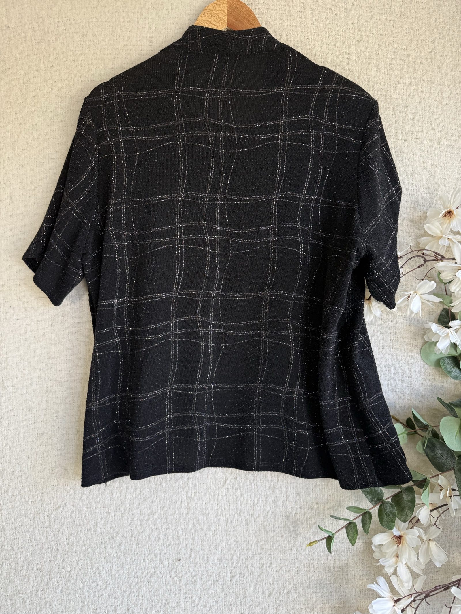 Berkertex Black Checked Open Front Cardigan Size UK 22 Classic Smart Casual image 3