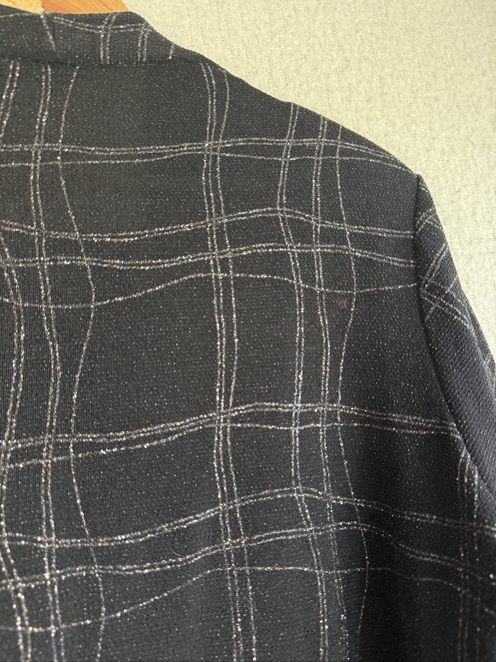 Berkertex Black Checked Open Front Cardigan Size UK 22 Classic Smart Casual image 4