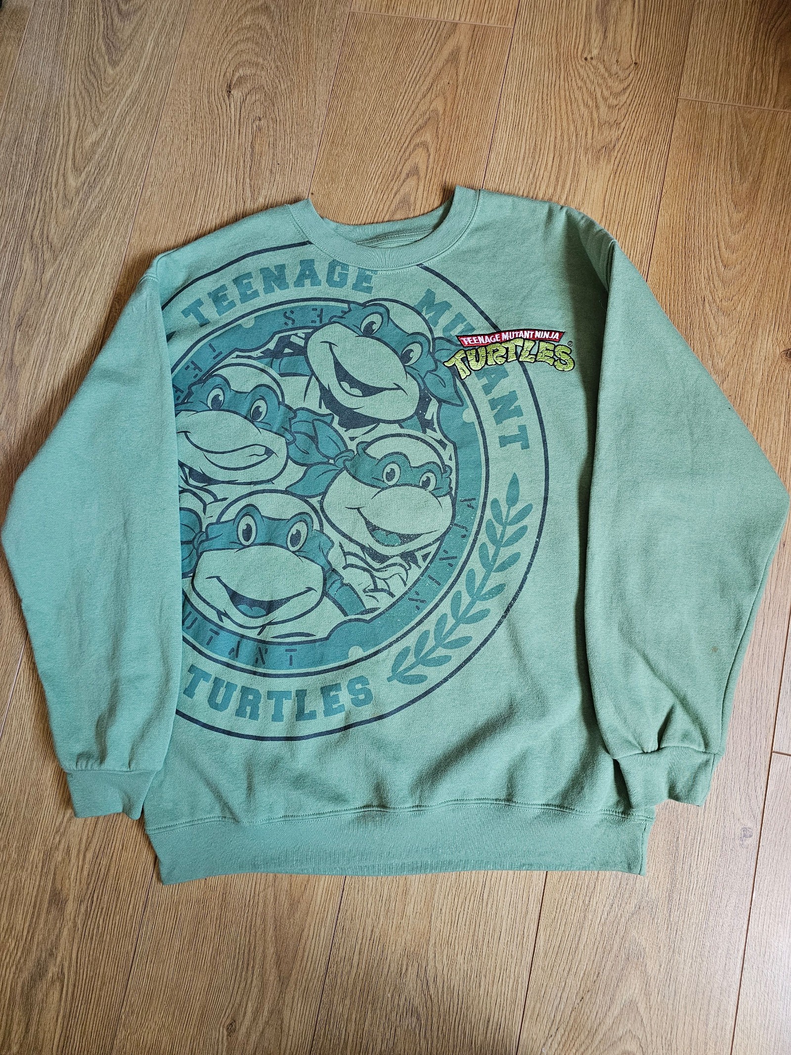 Teenage Mutant Ninja Turtles Green Sweatshirt Large Embroidered Logo