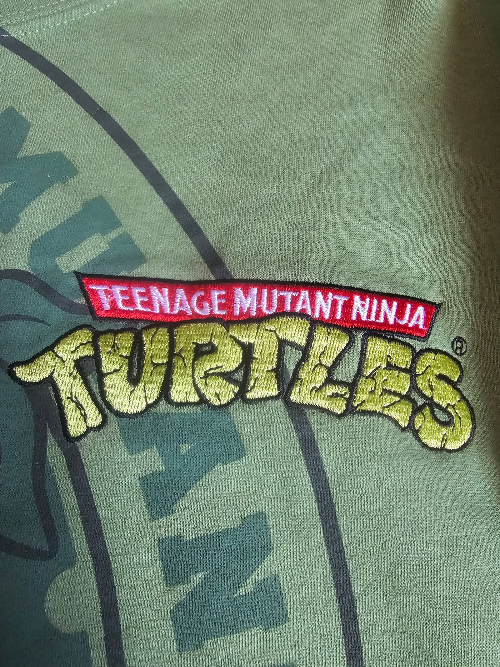 Teenage Mutant Ninja Turtles Green Sweatshirt Large Embroidered Logo image 4