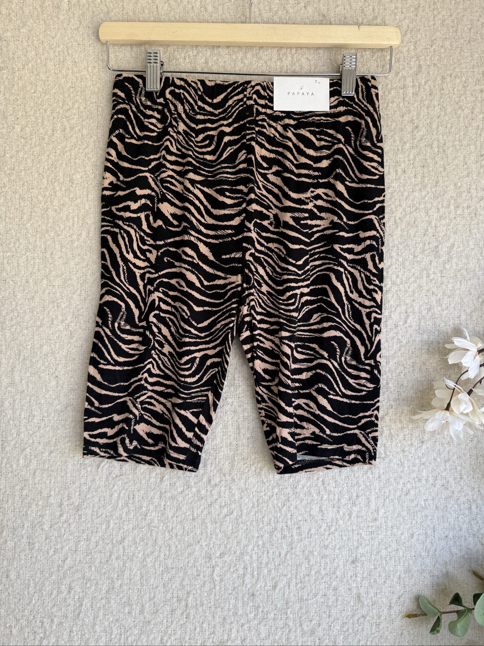 Papaya Black & Beige Zebra Print Cropped Trousers UK 8 Stylish