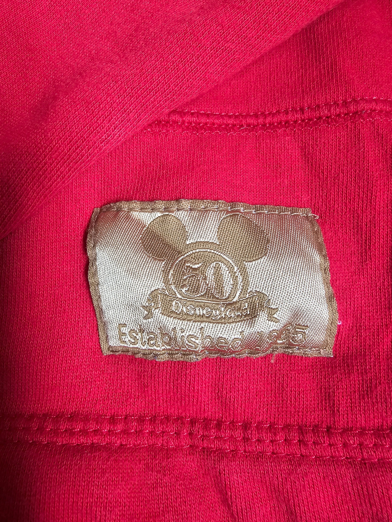 Vintage Disneyland Red 50th Anniversary Sweatshirt Medium Embroidered Characters image 3