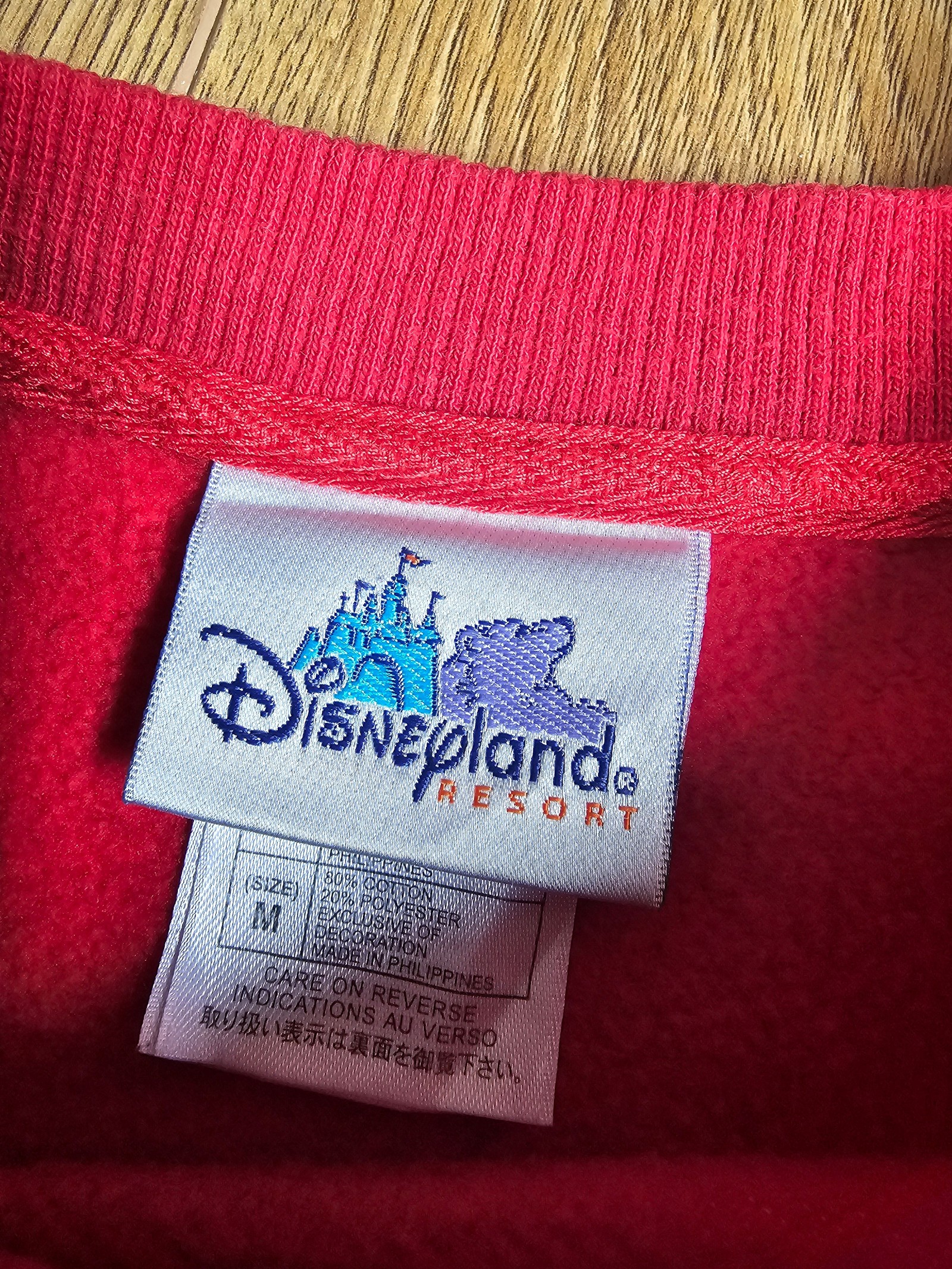Vintage Disneyland Red 50th Anniversary Sweatshirt Medium Embroidered Characters image 4
