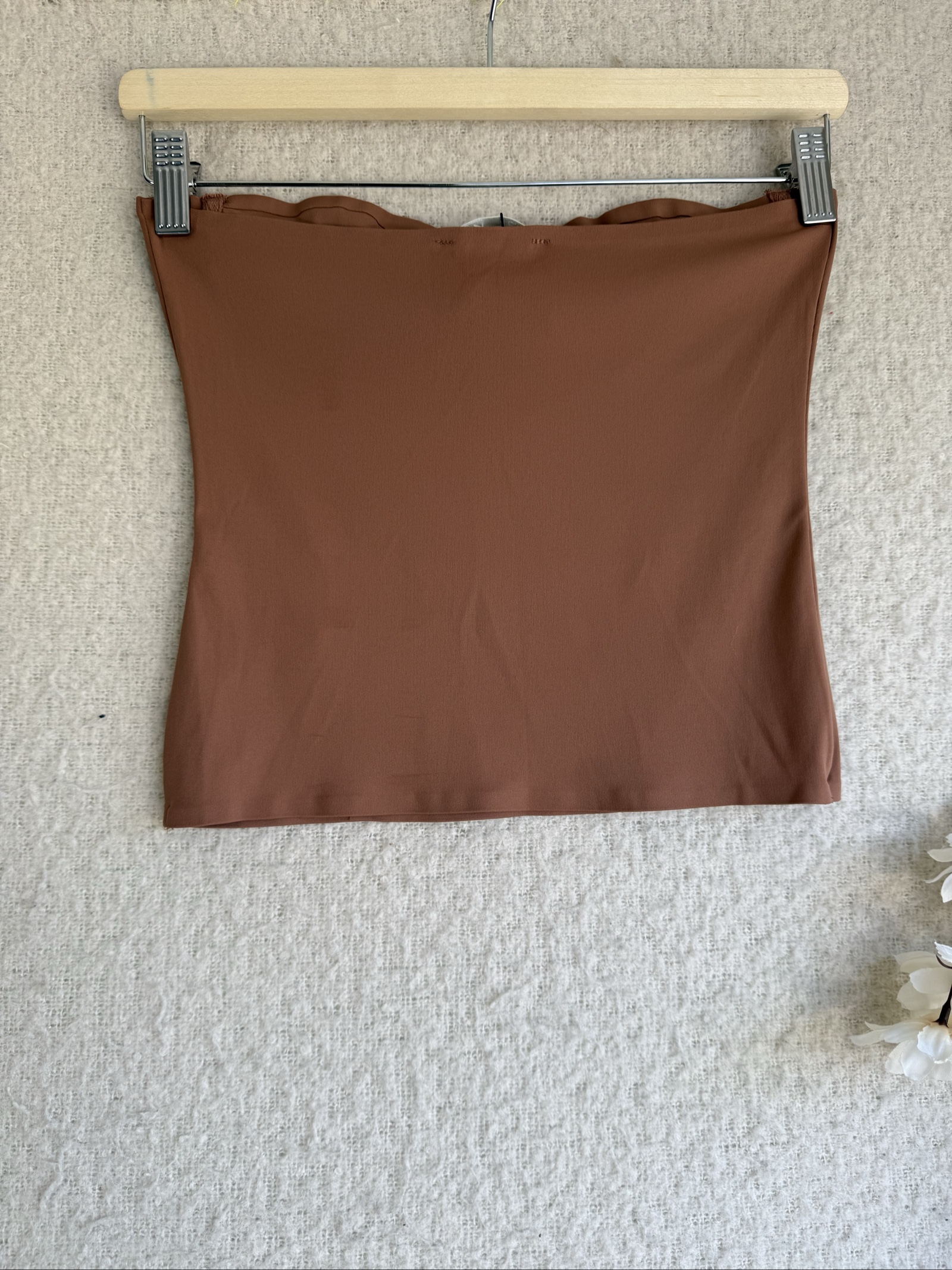 Zara Brown Strapless Bustier Top Medium UK 12 Stylish Structured Fit image 4