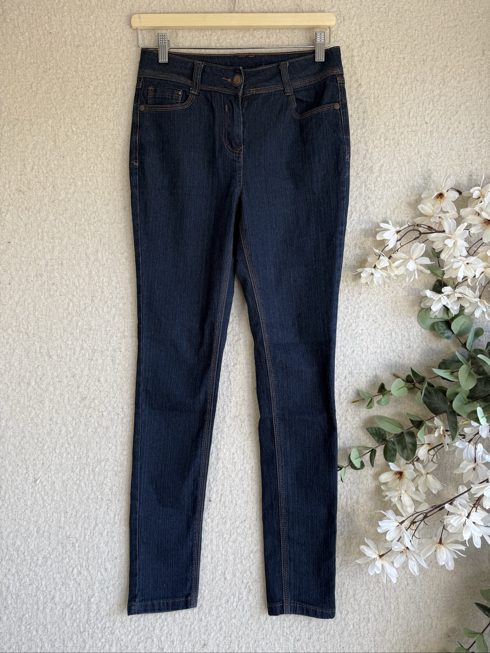 Bhs Dark Blue Denim Skinny Jeans UK 10 Classic Fit Stretch Cotton Blend