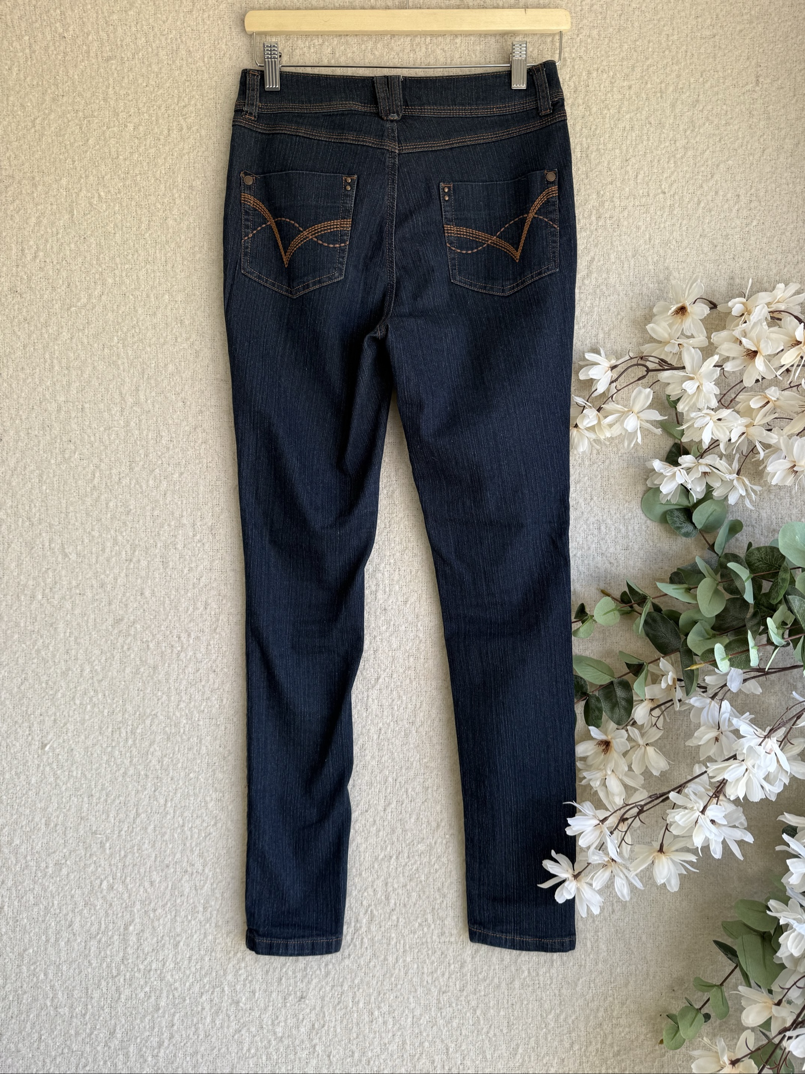 Bhs Dark Blue Denim Skinny Jeans UK 10 Classic Fit Stretch Cotton Blend image 4