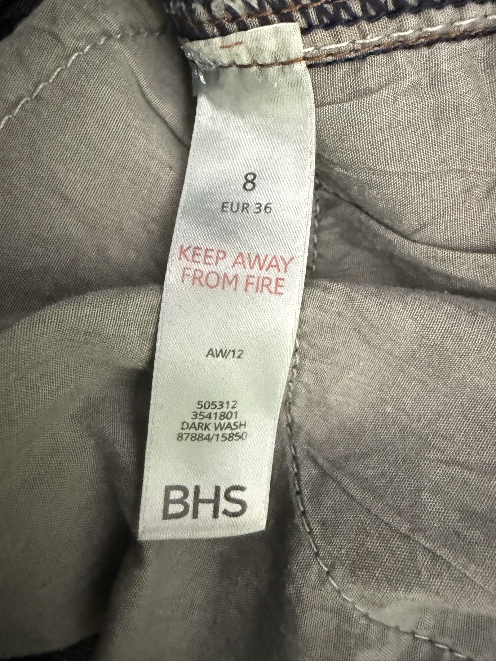 Bhs Dark Blue Denim Skinny Jeans UK 10 Classic Fit Stretch Cotton Blend image 6