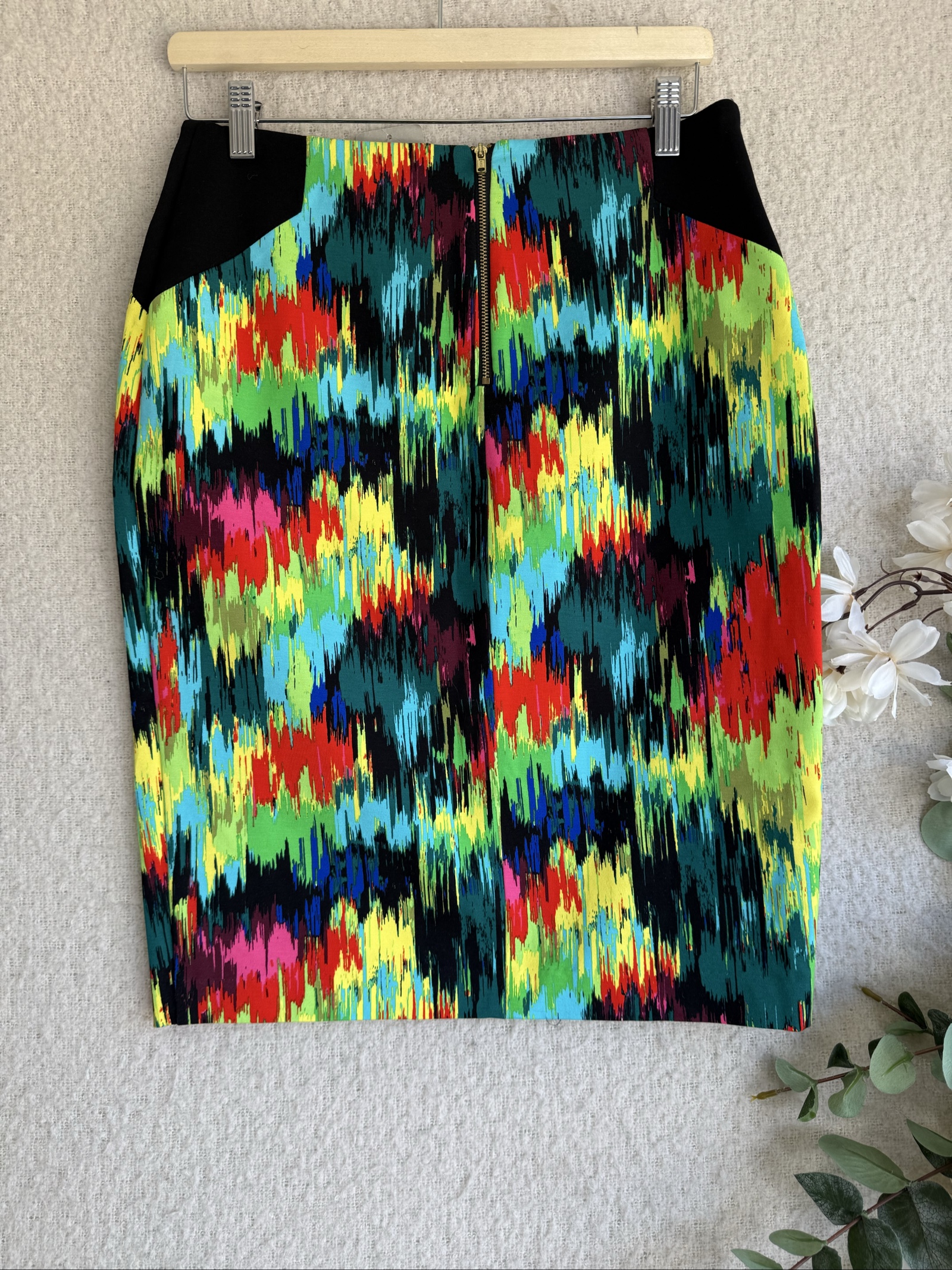 Tu Multi Colour Printed Pencil Skirt UK 12 Stylish Patterned Design image 4