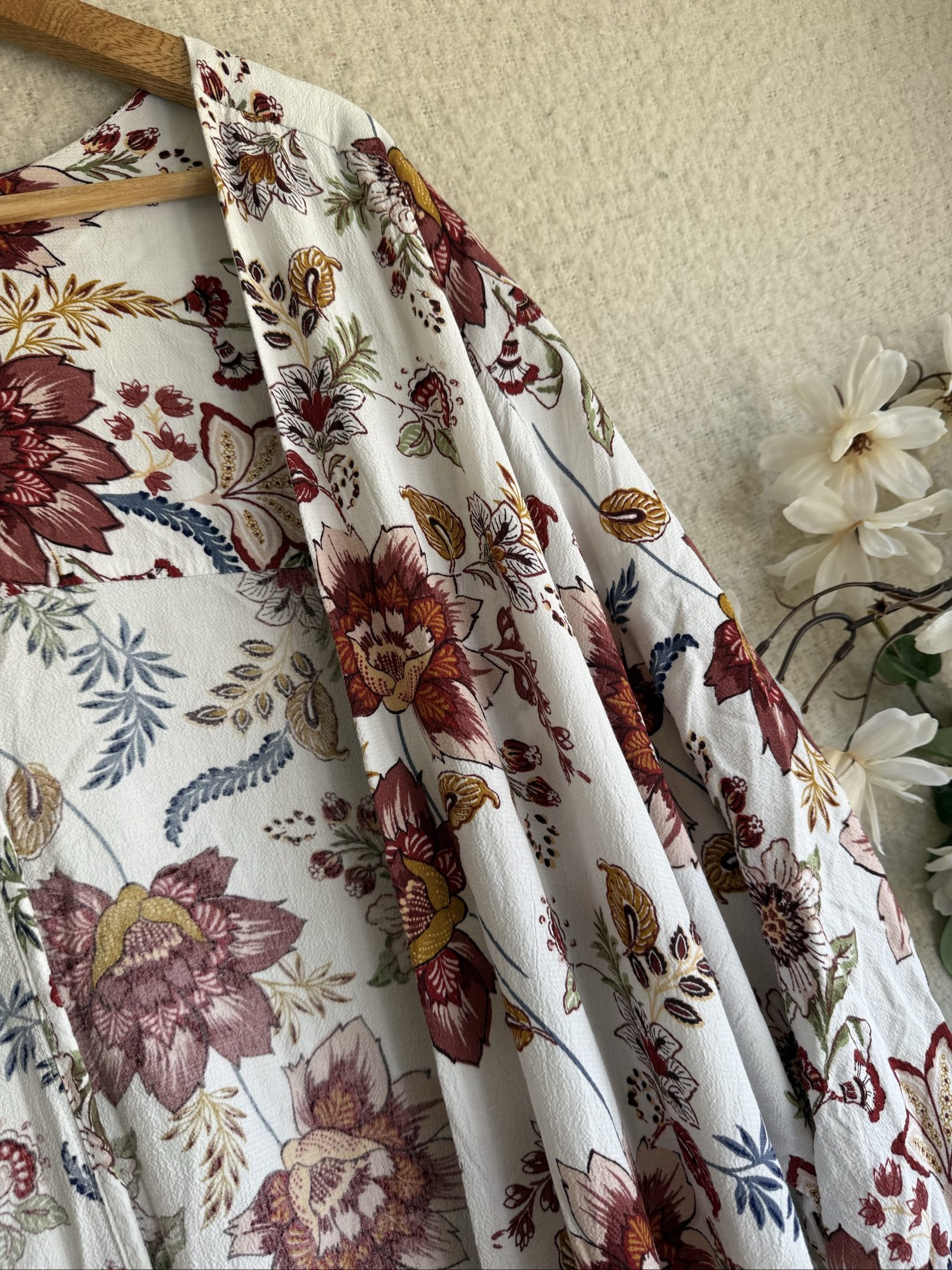 F&F Floral Boho Style Kimono Jacket White Multi UK 16-18 Lightweight Layer image 2