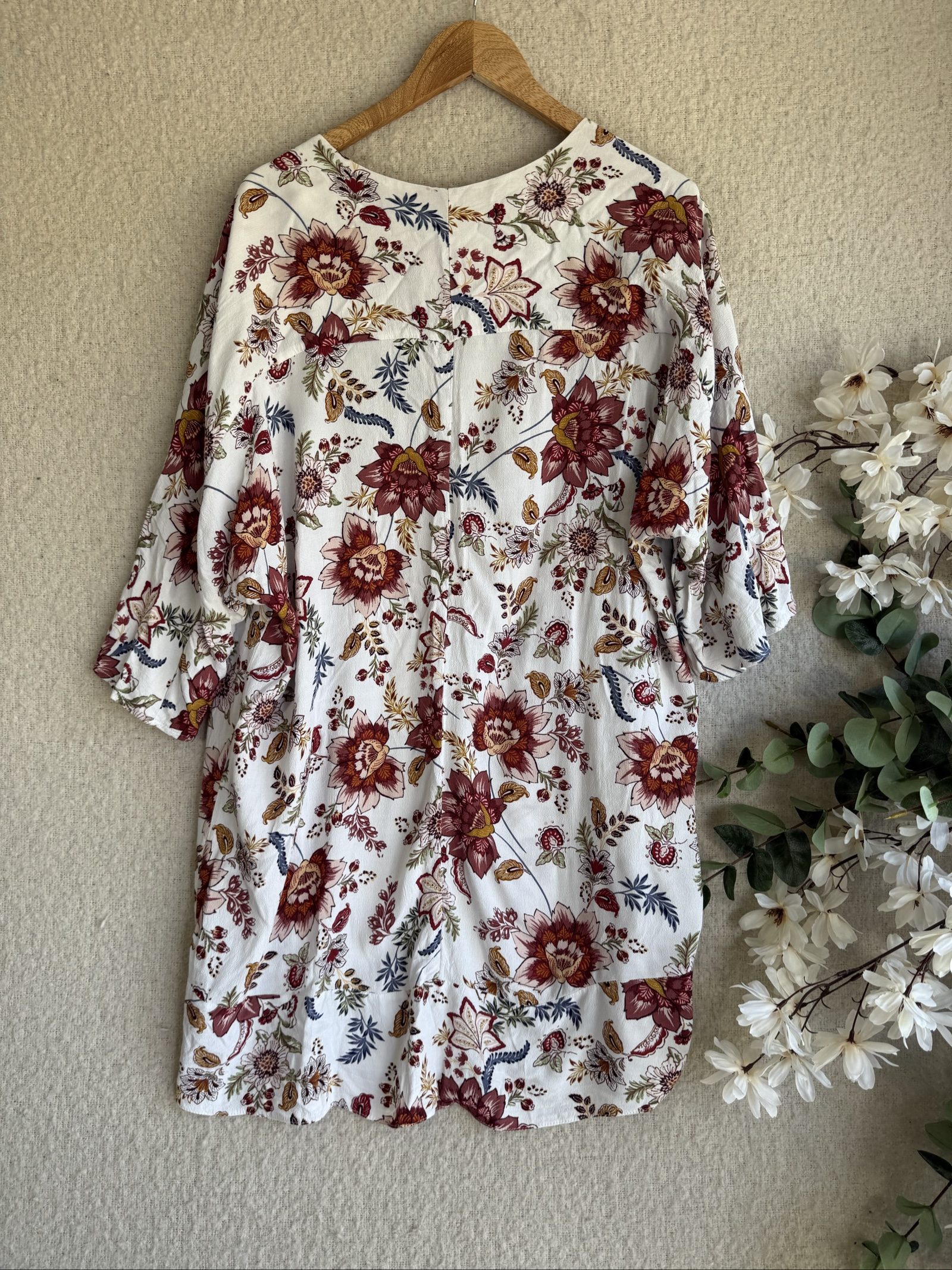 F&F Floral Boho Style Kimono Jacket White Multi UK 16-18 Lightweight Layer image 4
