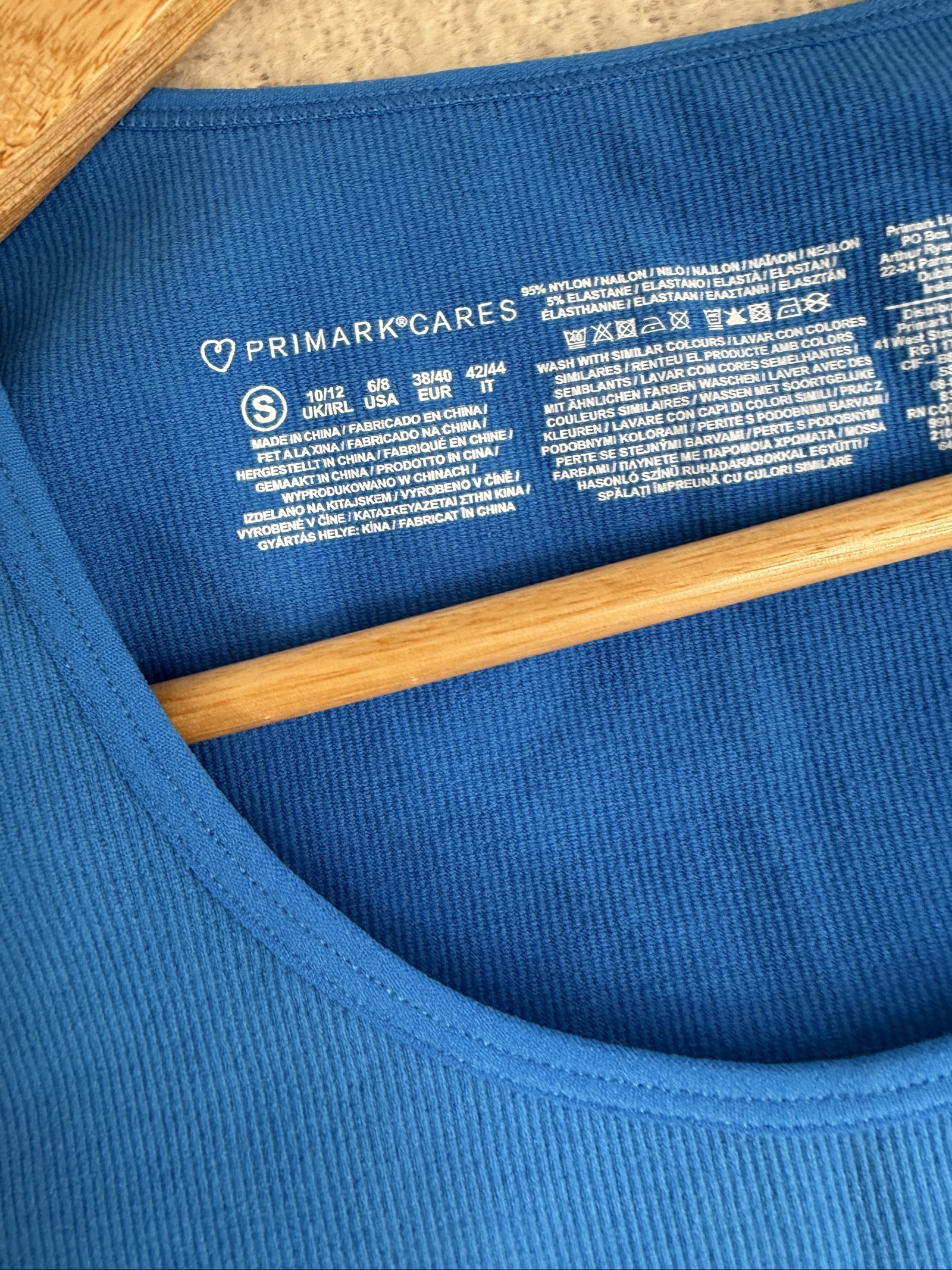 Primark Blue Ribbed Crop Top Scoop Neck Short Sleeve UK 10/12 Stylish Summer image 2