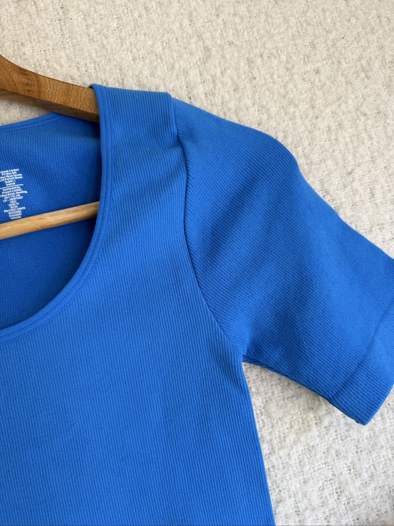 Primark Blue Ribbed Crop Top Scoop Neck Short Sleeve UK 10/12 Stylish Summer image 5