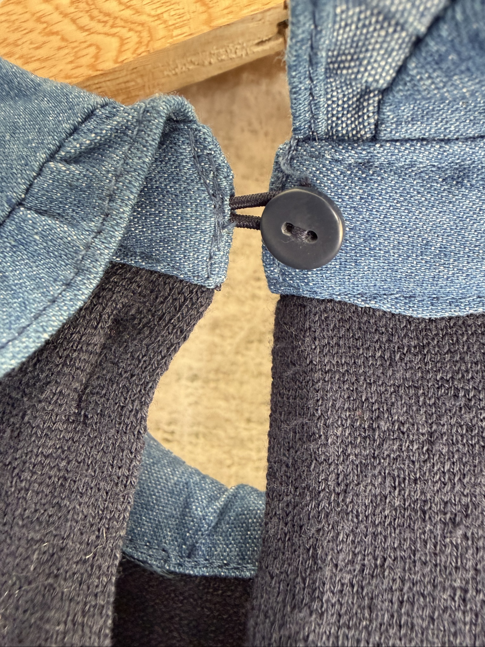 Papaya Navy & Blue Knit Sweater Top UK 8 with Denim Collar and Hem Detail image 5