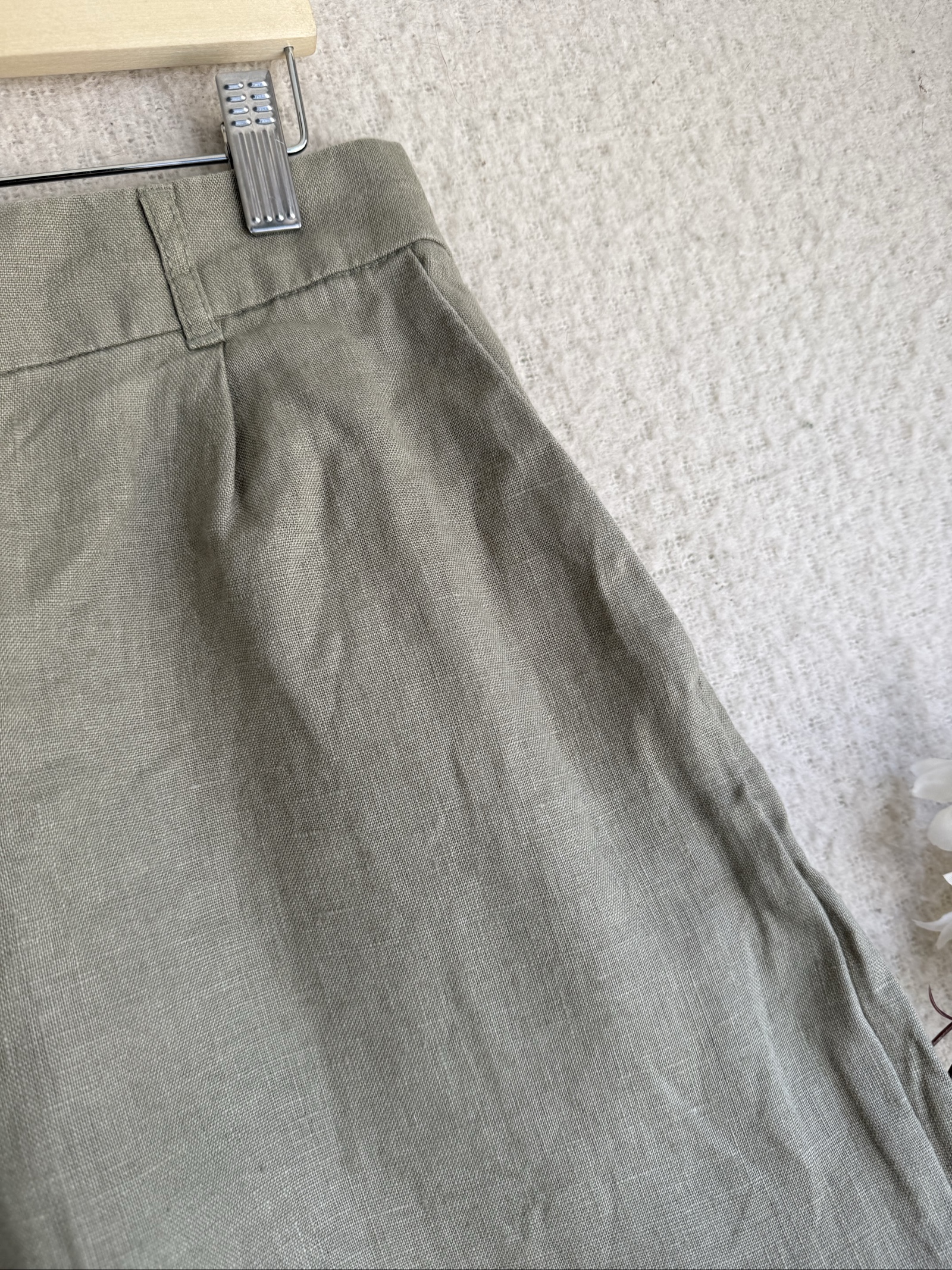 Primark Khaki Linen Blend Relaxed Fit Shorts Small S Casual Summer Lightwear image 2