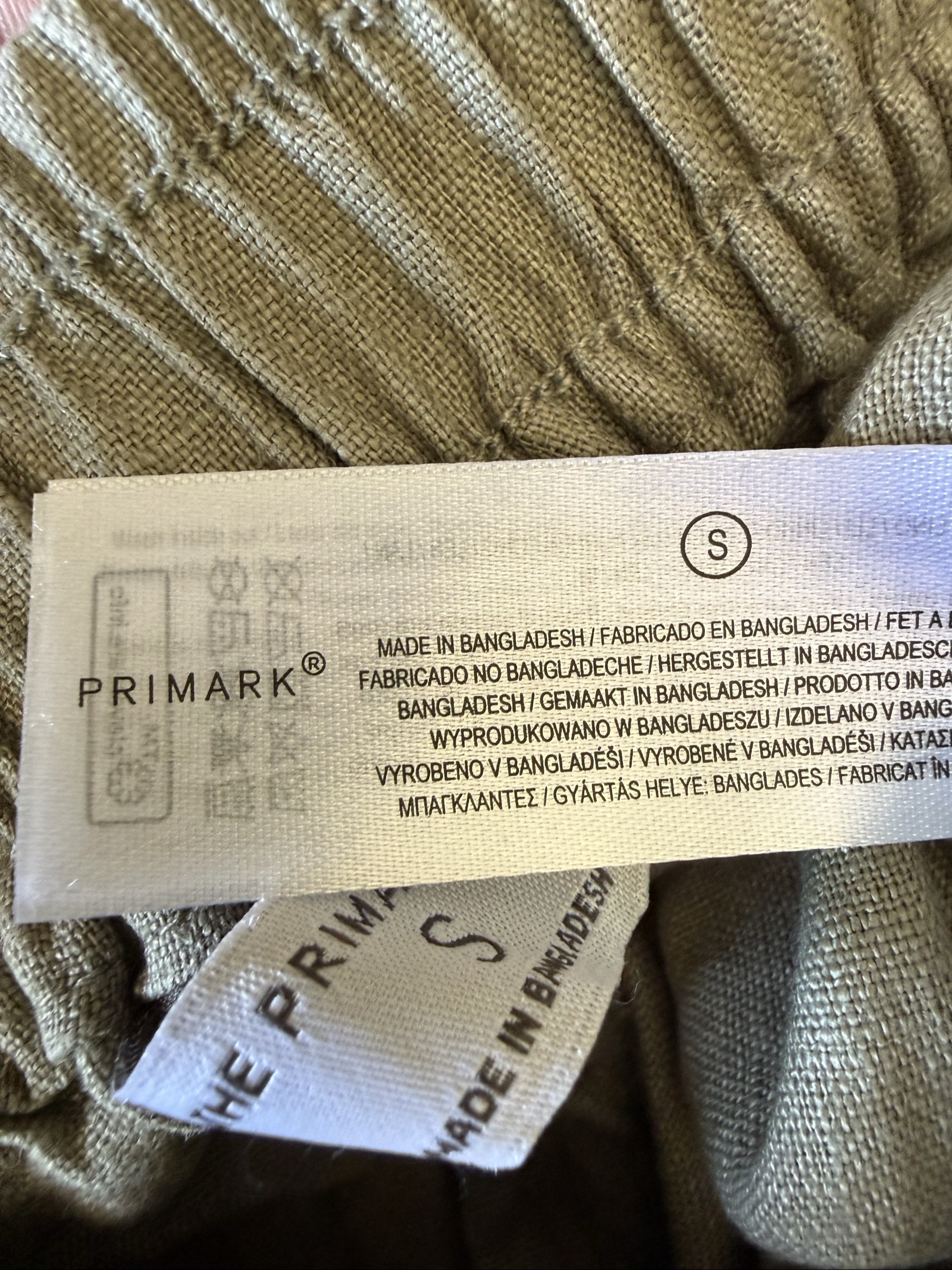Primark Khaki Linen Blend Relaxed Fit Shorts Small S Casual Summer Lightwear image 6