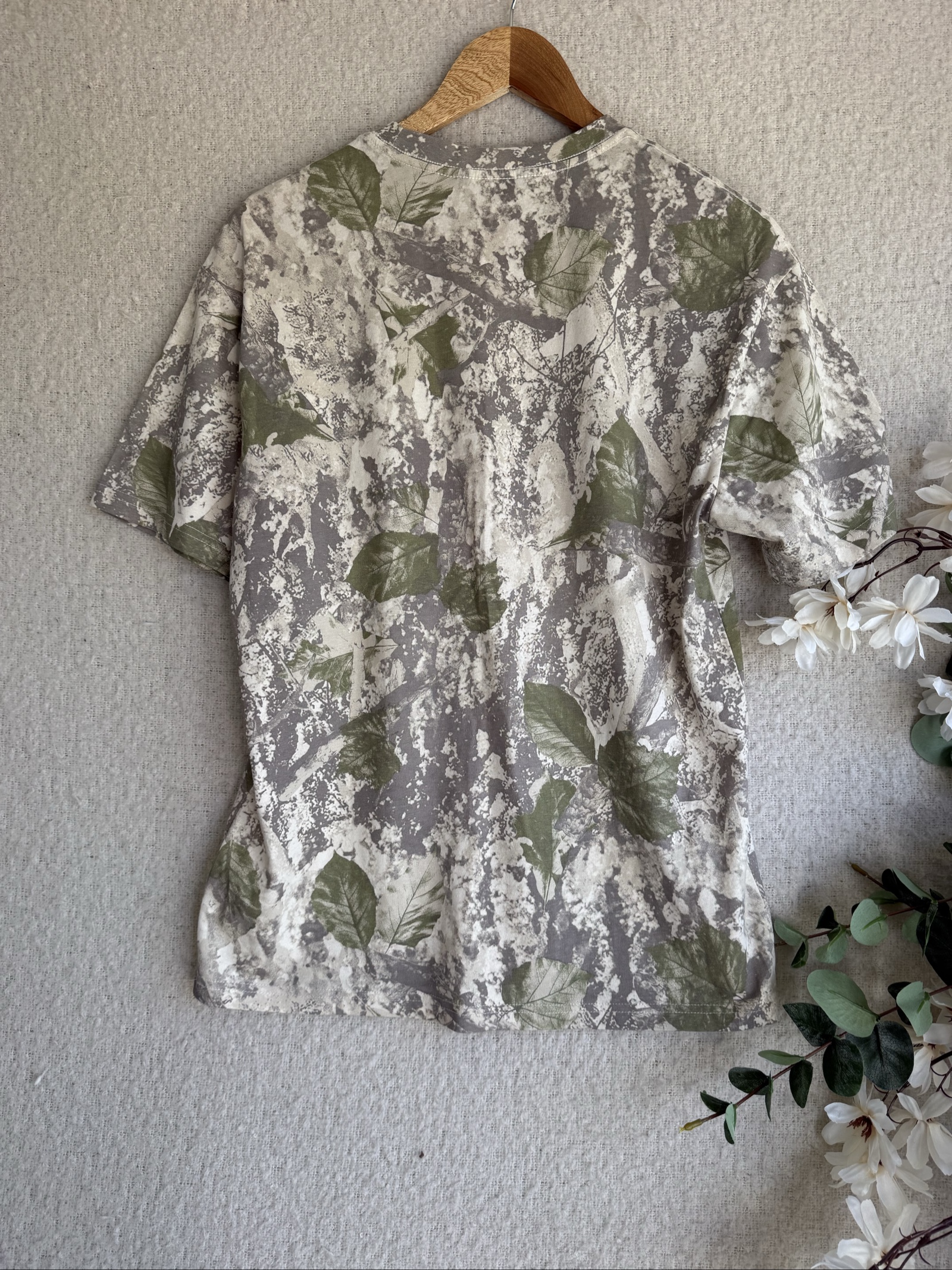 Jay Jays Green & Grey Leaf Print Relaxed Tee XXS Casual Lightweight Cotton image 4
