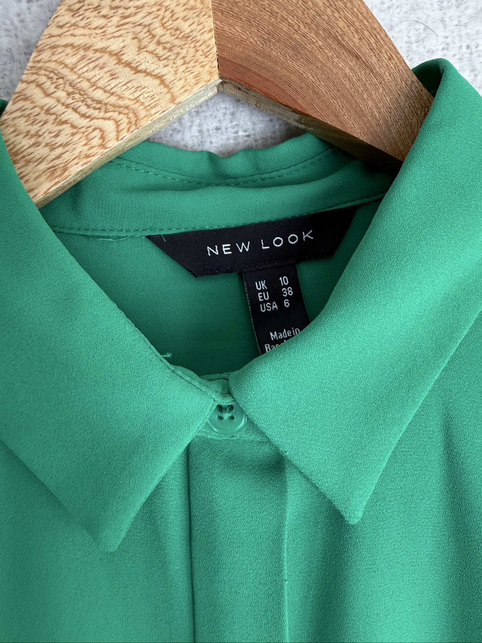 New Look Green Shirt Blouse UK 10 Classic Long Sleeve Button Down image 2