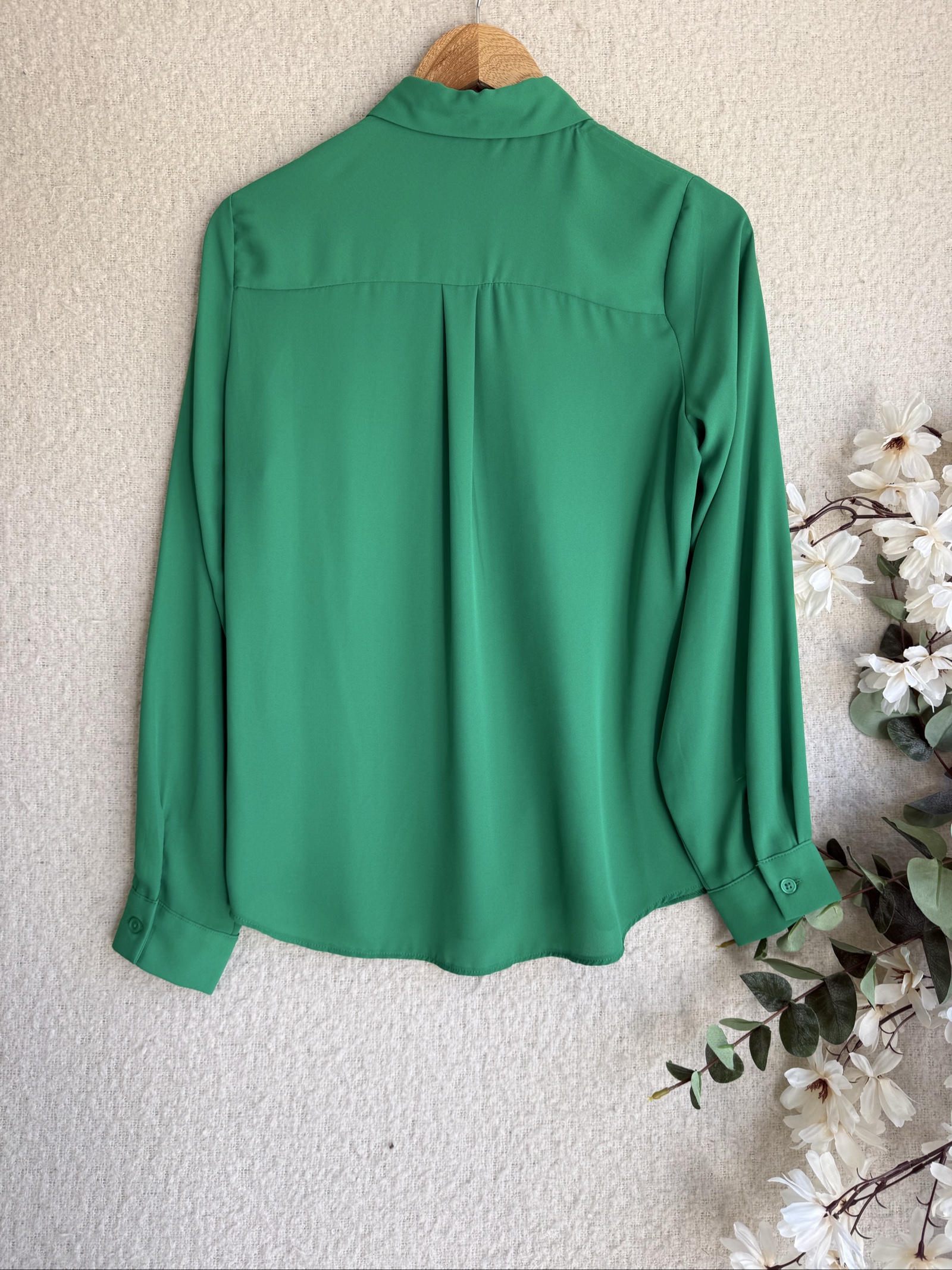 New Look Green Shirt Blouse UK 10 Classic Long Sleeve Button Down image 4