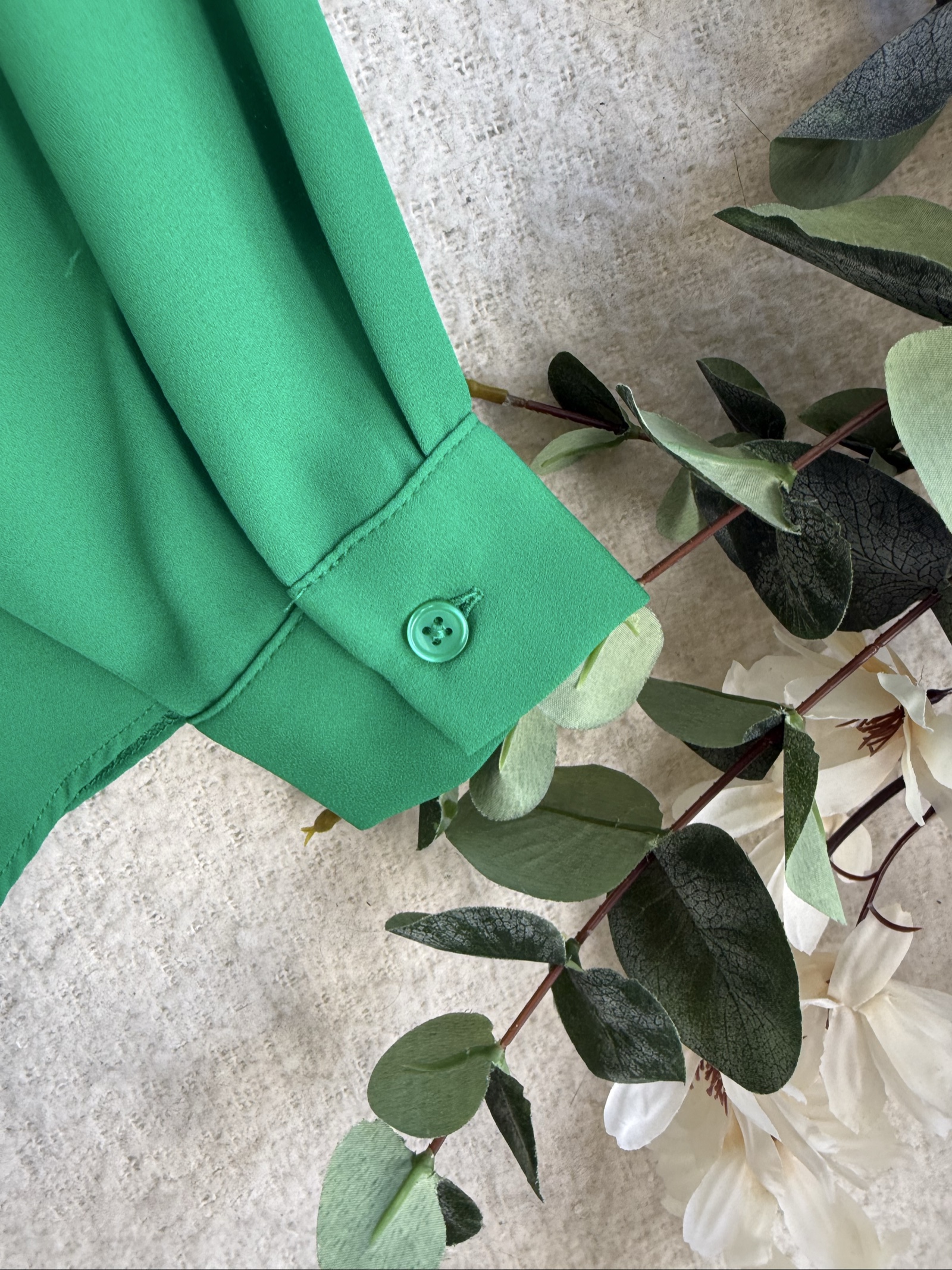 New Look Green Shirt Blouse UK 10 Classic Long Sleeve Button Down image 6