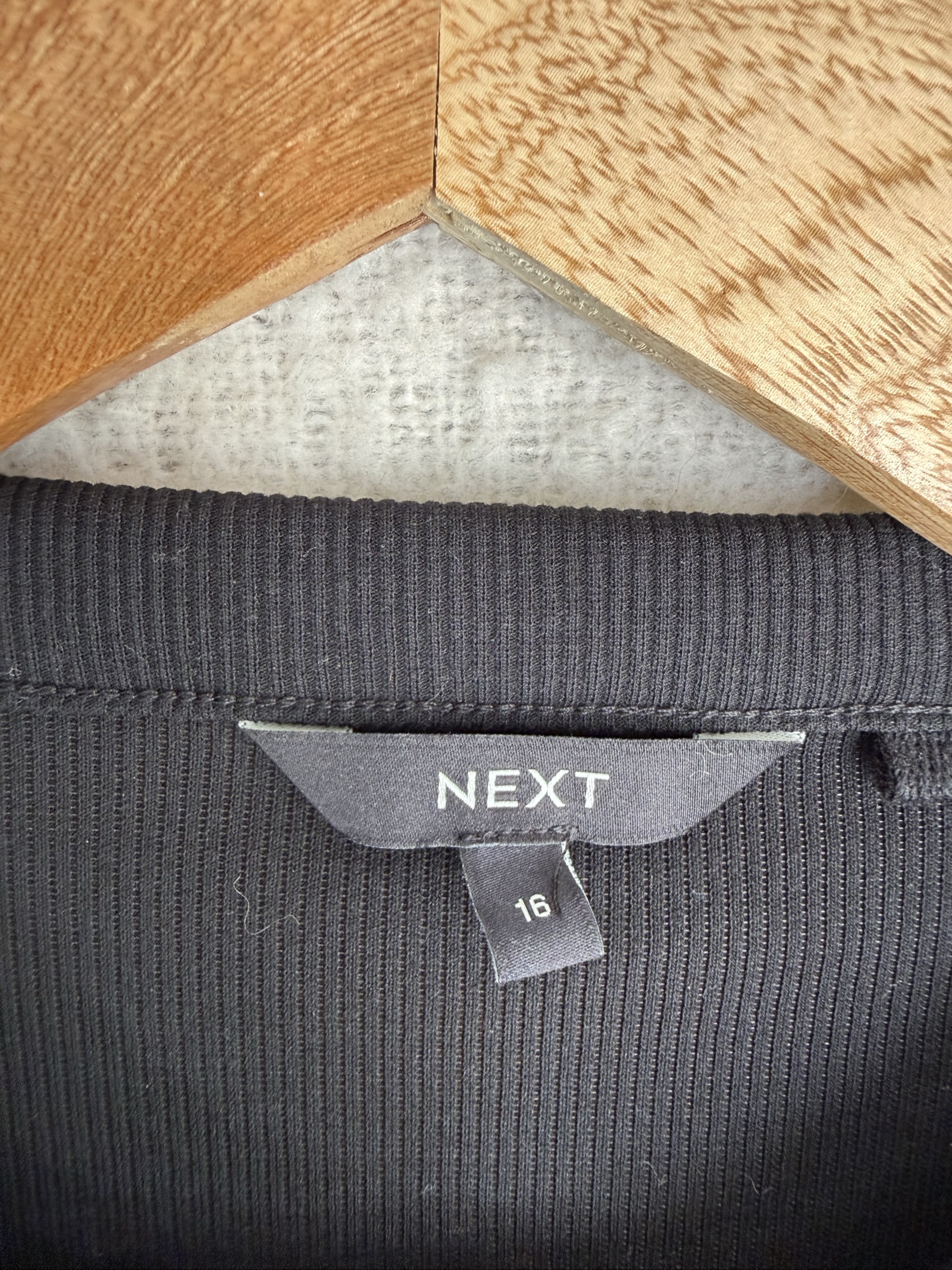 Next Black Ribbed Button Cardigan UK 16 Long Sleeve Classic Style image 3