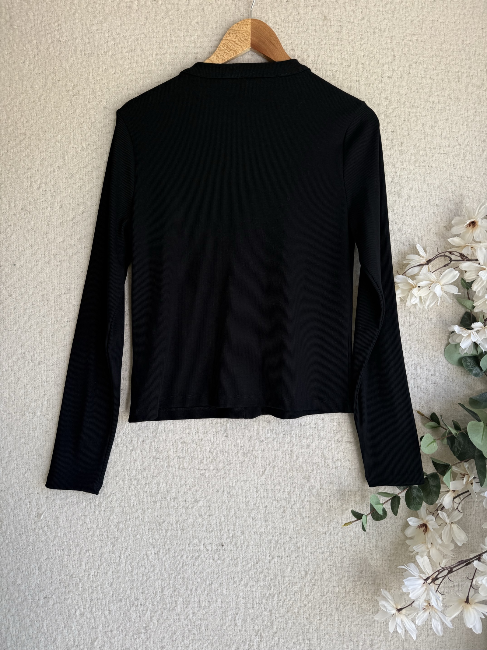 Next Black Ribbed Button Cardigan UK 16 Long Sleeve Classic Style image 4