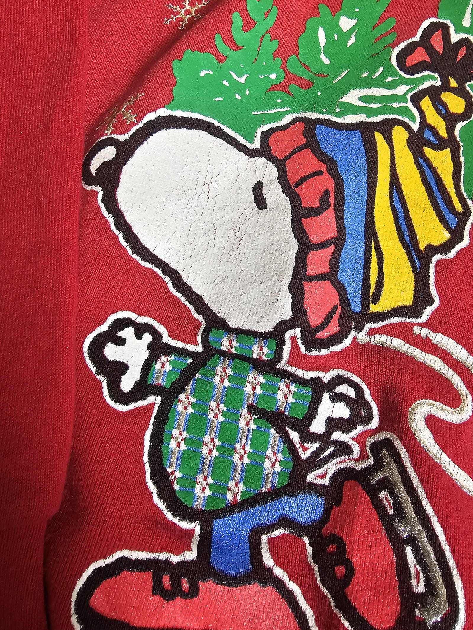 Peanuts Red Christmas Snoopy & Lucy Sweatshirt Medium image 2