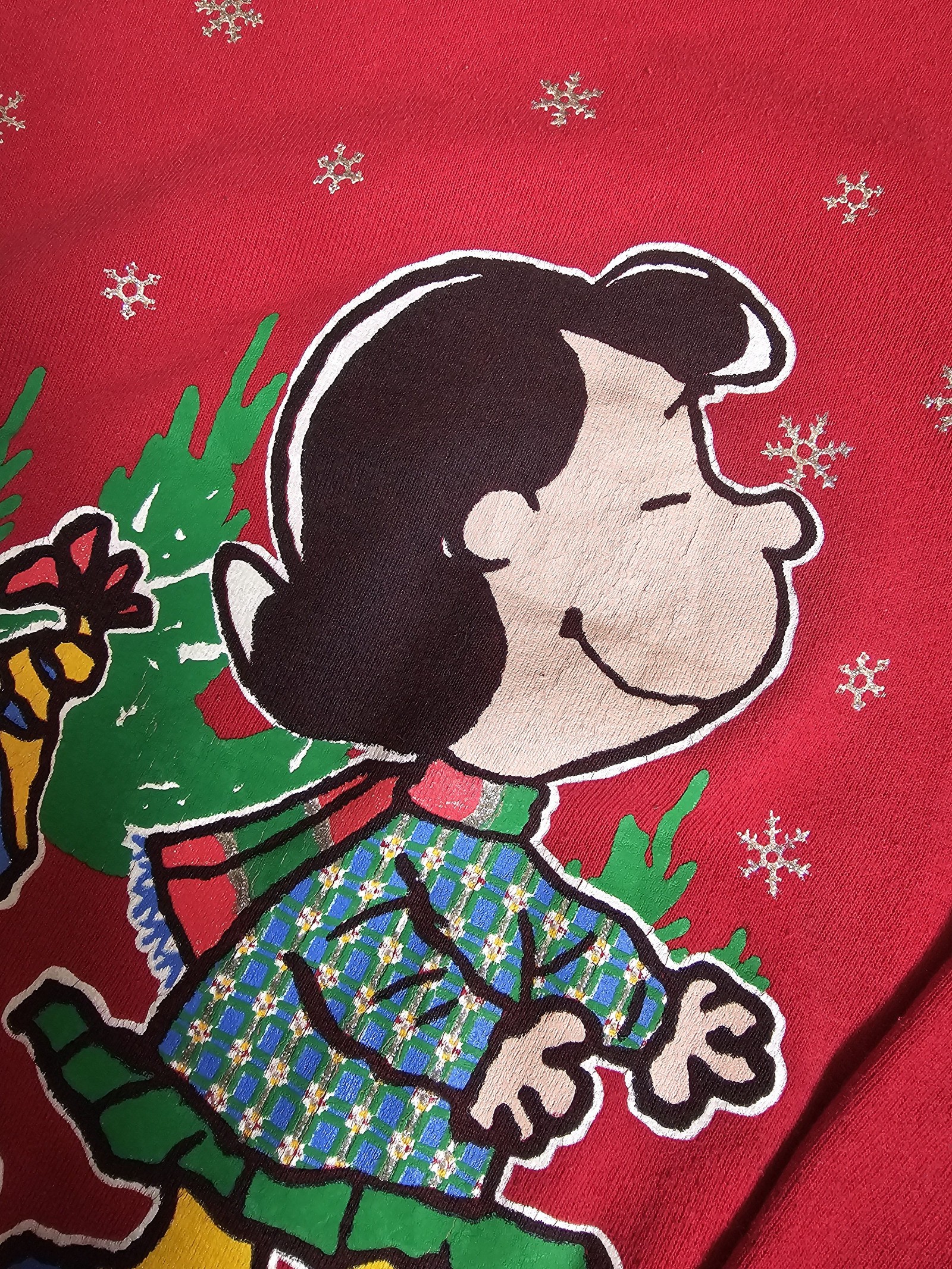 Peanuts Red Christmas Snoopy & Lucy Sweatshirt Medium image 3