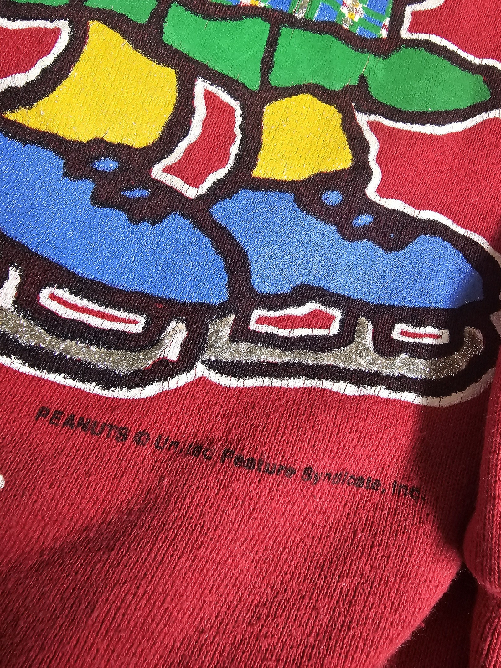 Peanuts Red Christmas Snoopy & Lucy Sweatshirt Medium image 5