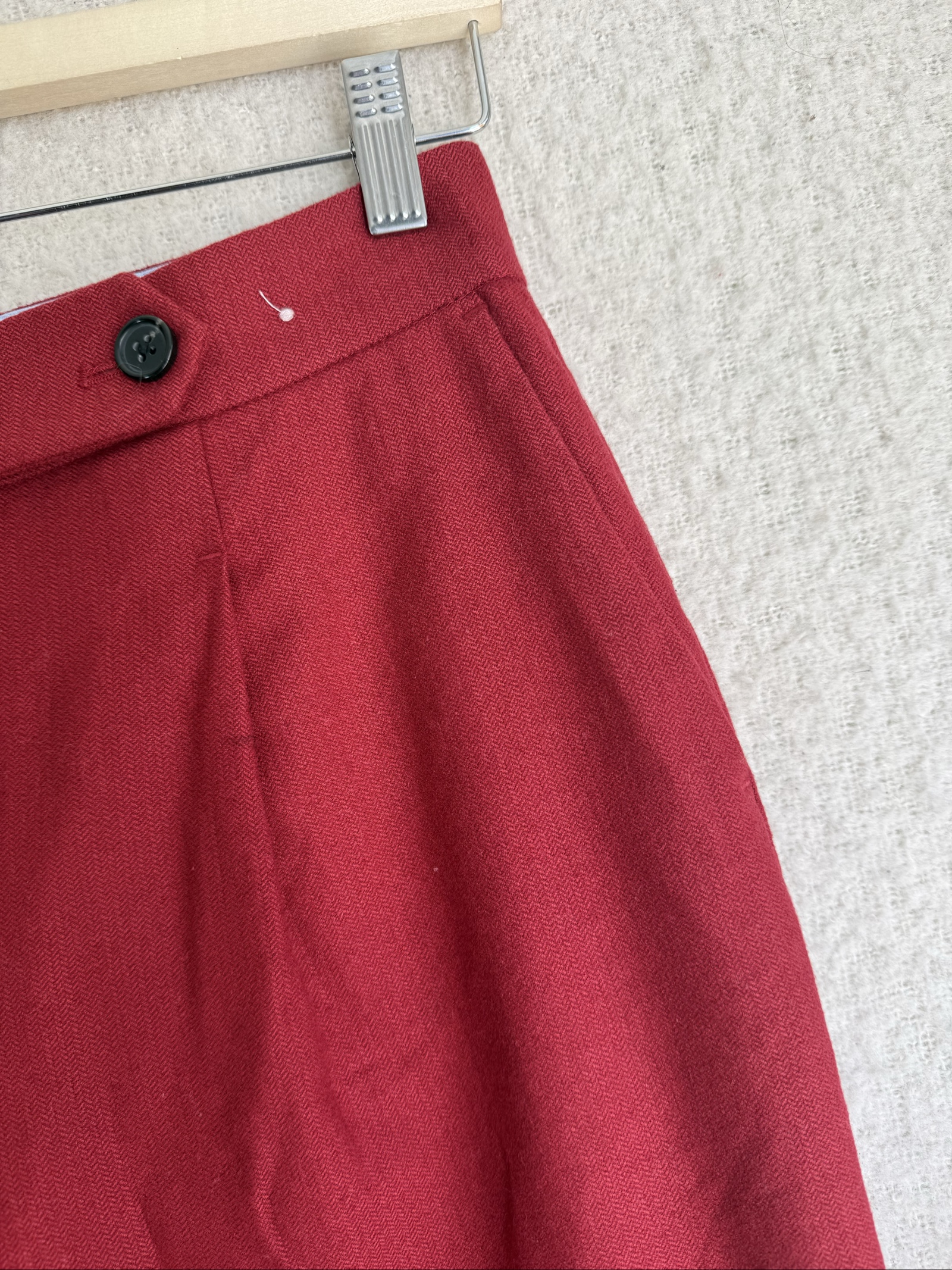 Per Una Berry Red Tailored Wool Trousers UK 10 Short Elegant Workwear image 2