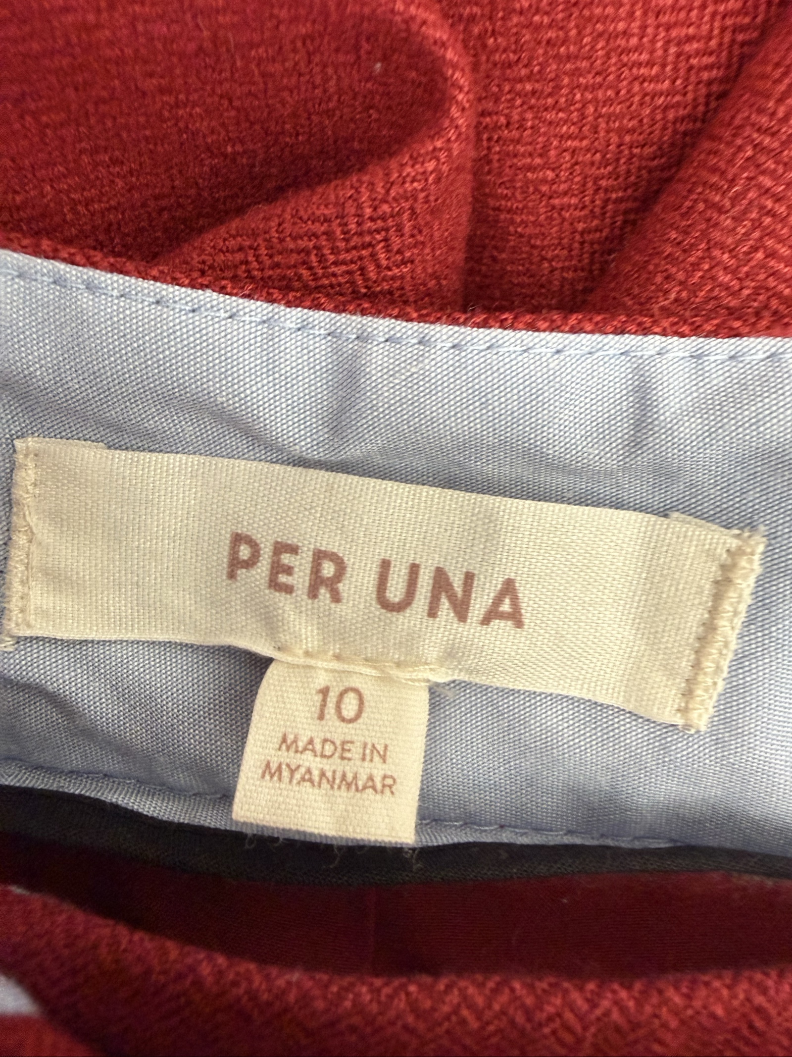 Per Una Berry Red Tailored Wool Trousers UK 10 Short Elegant Workwear image 3