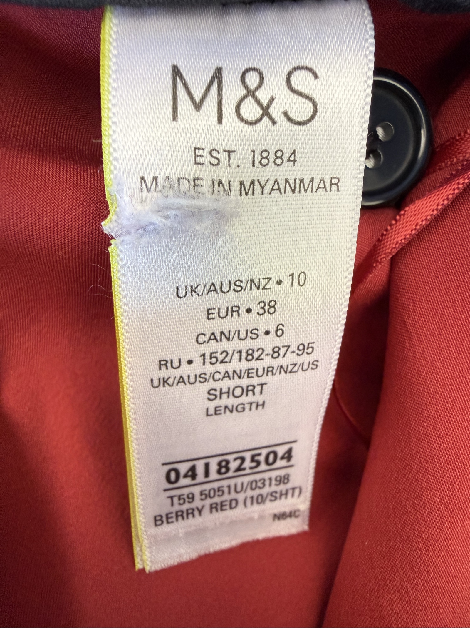 Per Una Berry Red Tailored Wool Trousers UK 10 Short Elegant Workwear image 5