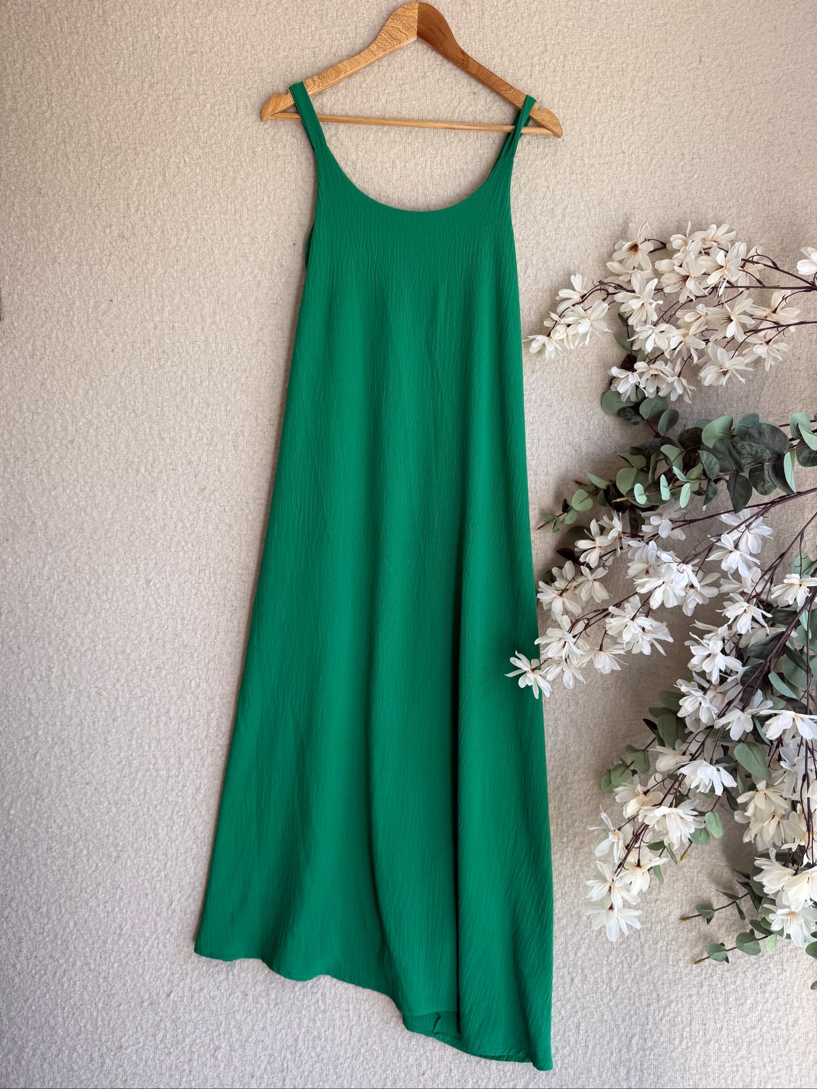 New Collection Green Sleeveless Summer Dress UK One Size Lightweight Chic