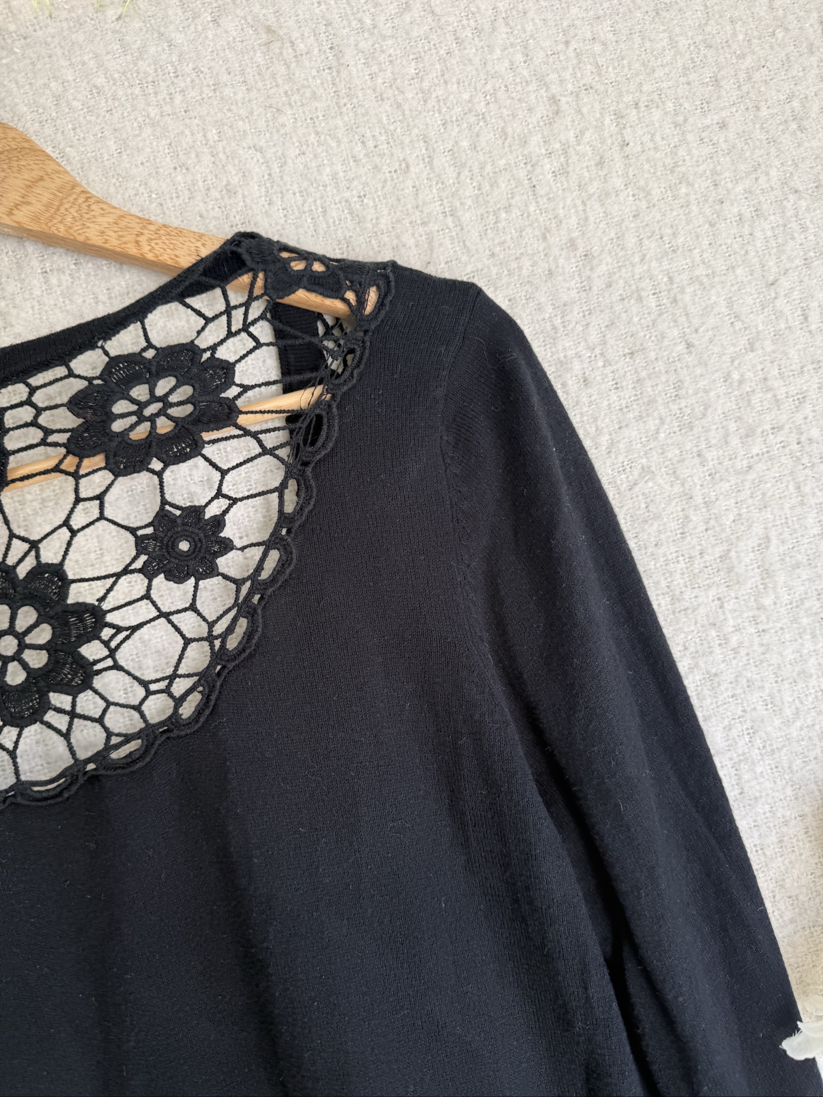 F&F Black Lace Back Button Cardigan UK 18 Cotton Women's Lightweight Knitwear image 2