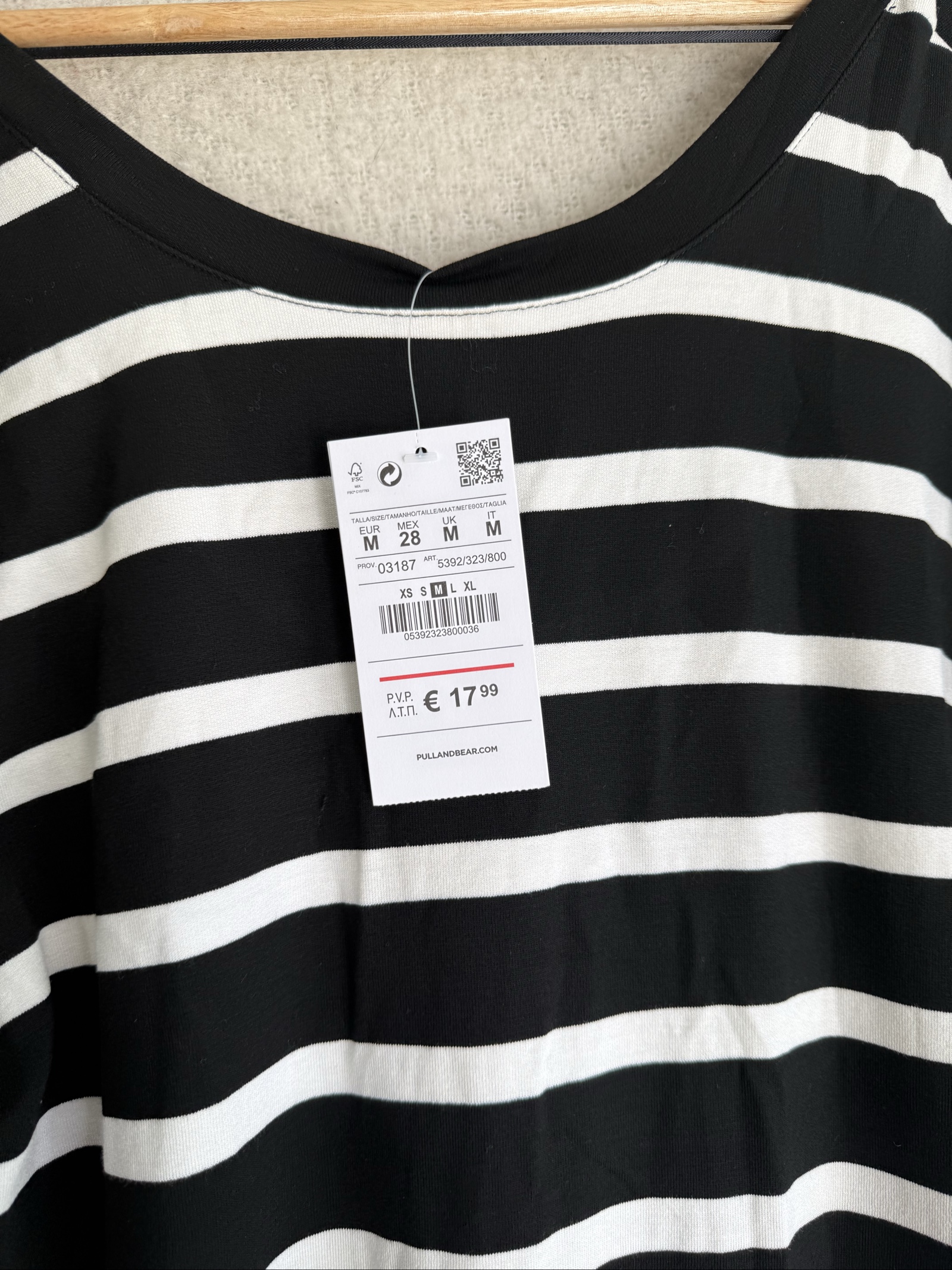Pull&Bear Black & White Striped Dress Medium Casual Chic Stylish image 3