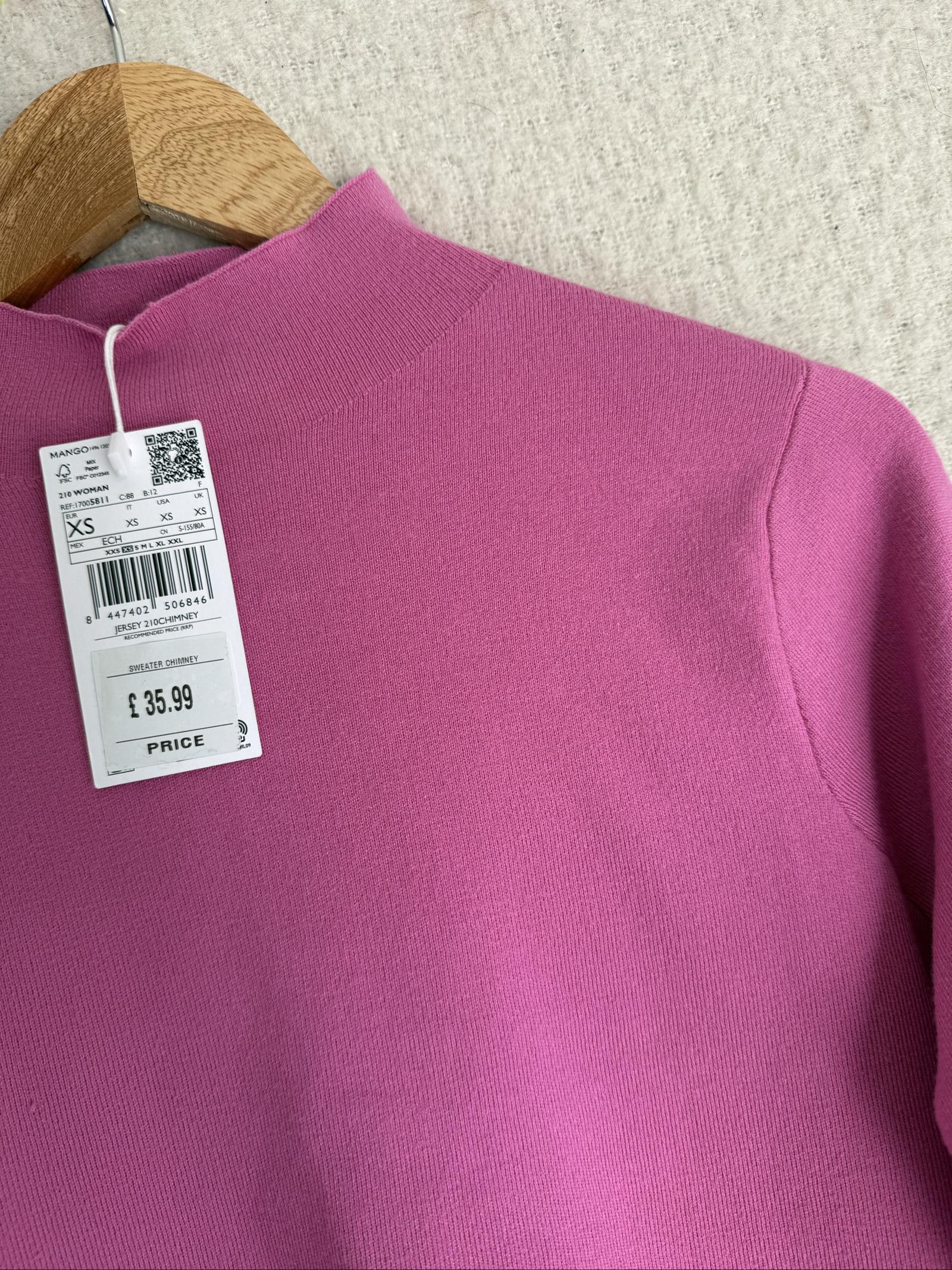 Mango Pink Knit Sweater XS Soft Viscose Blend Casual Cozy Top image 2