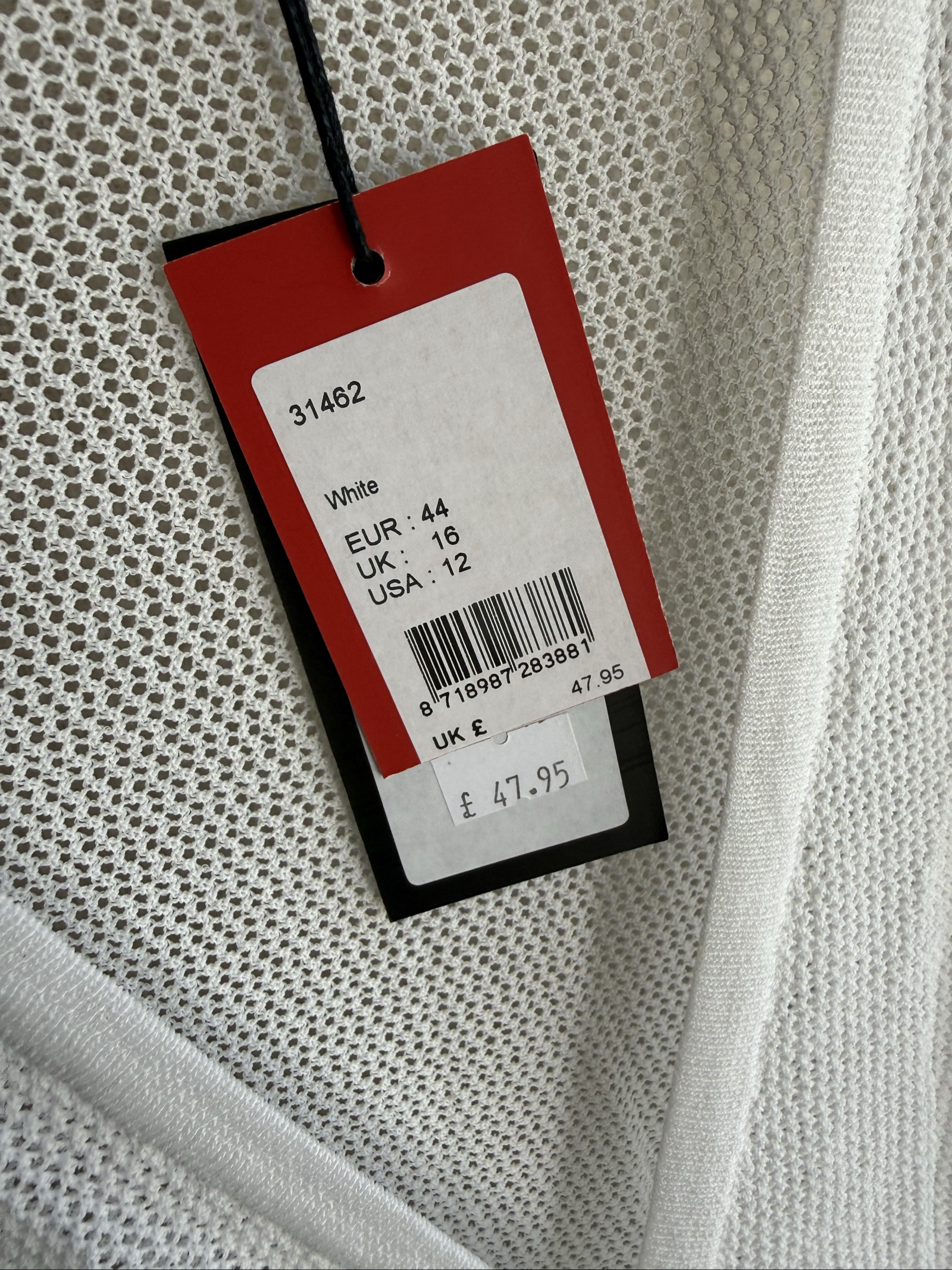 Yest White Long Knit Cardigan UK 16 Lightweight Mesh Button Up Layering image 7