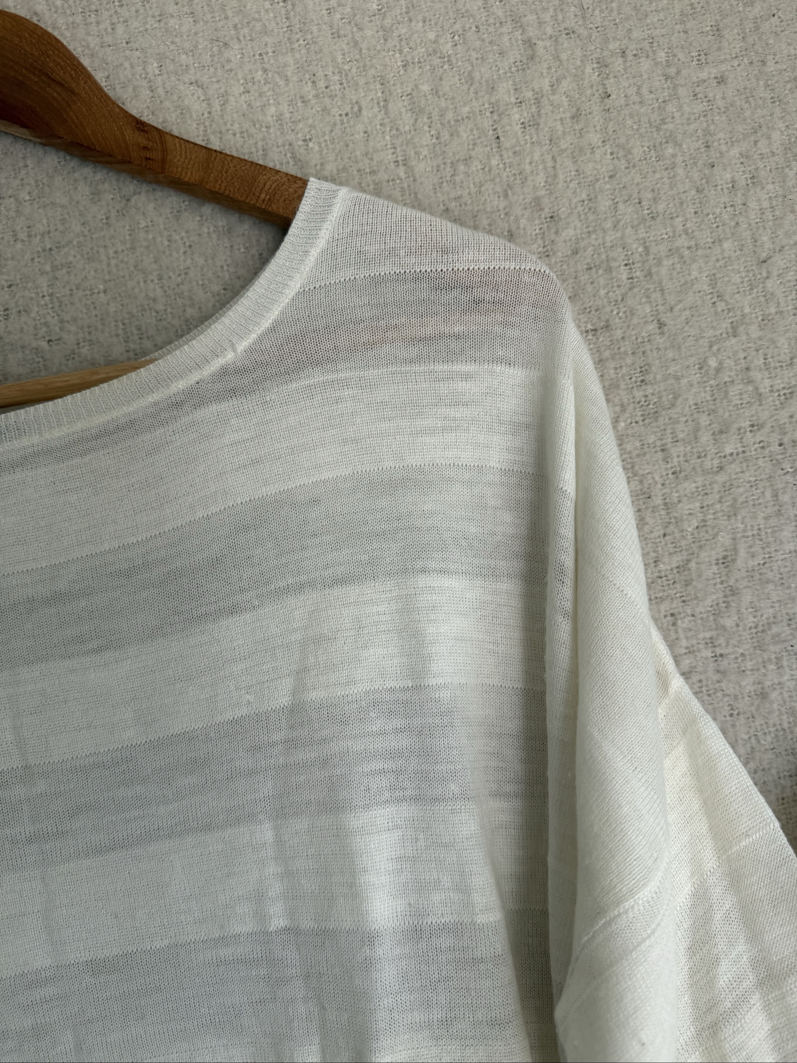 Planet White Striped Lightweight Knit Jumper UK Small Soft Acrylic Linen image 2