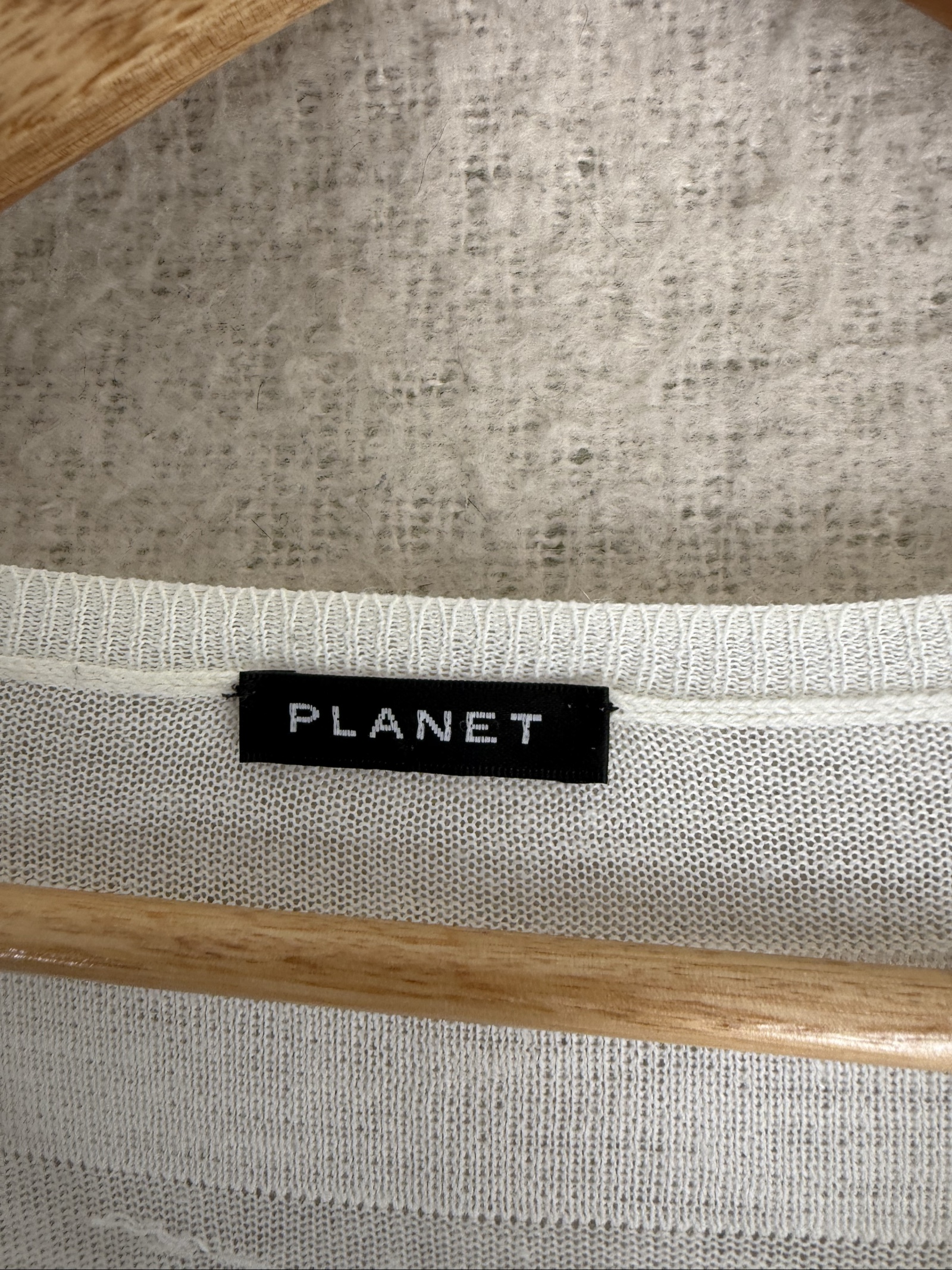 Planet White Striped Lightweight Knit Jumper UK Small Soft Acrylic Linen image 3
