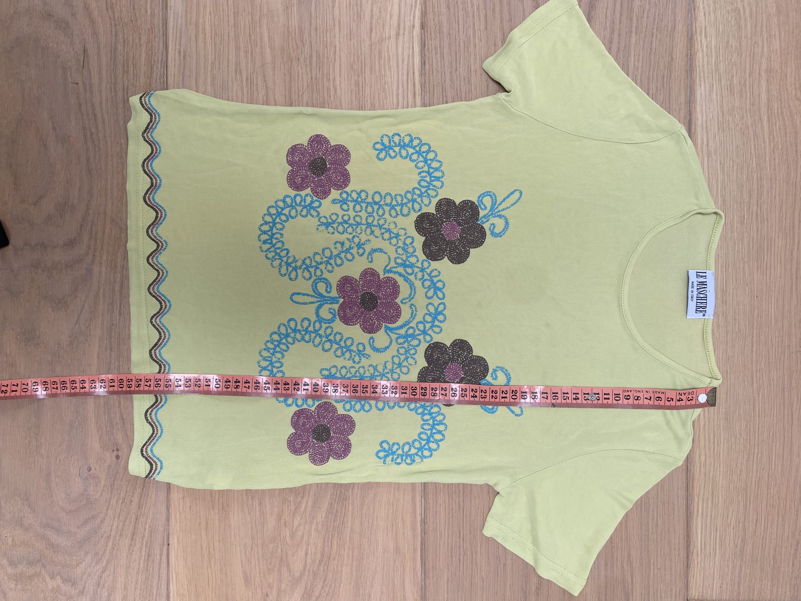 Le Maschere Green Floral Print T-Shirt Medium image 3