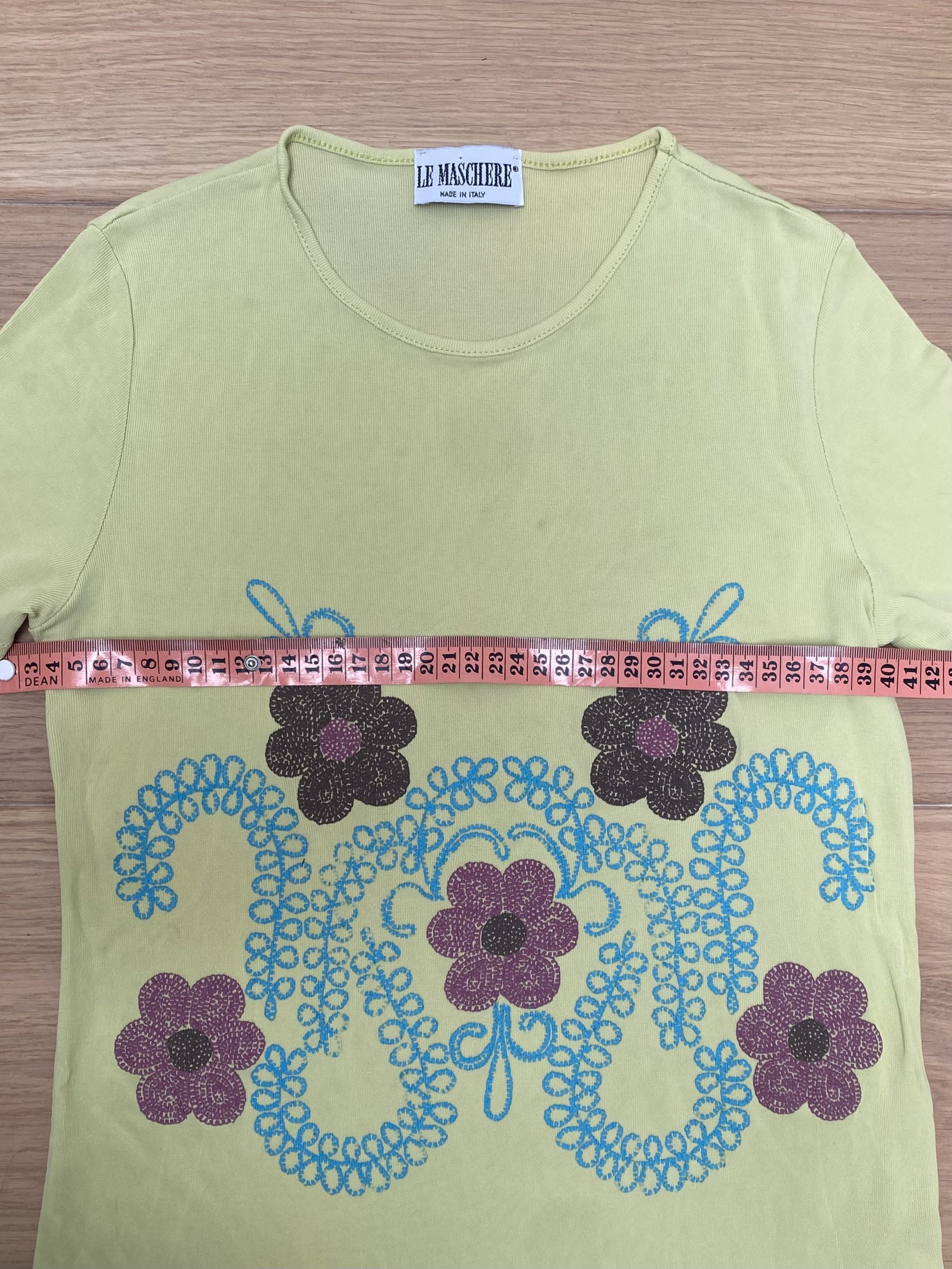 Le Maschere Green Floral Print T-Shirt Medium image 4
