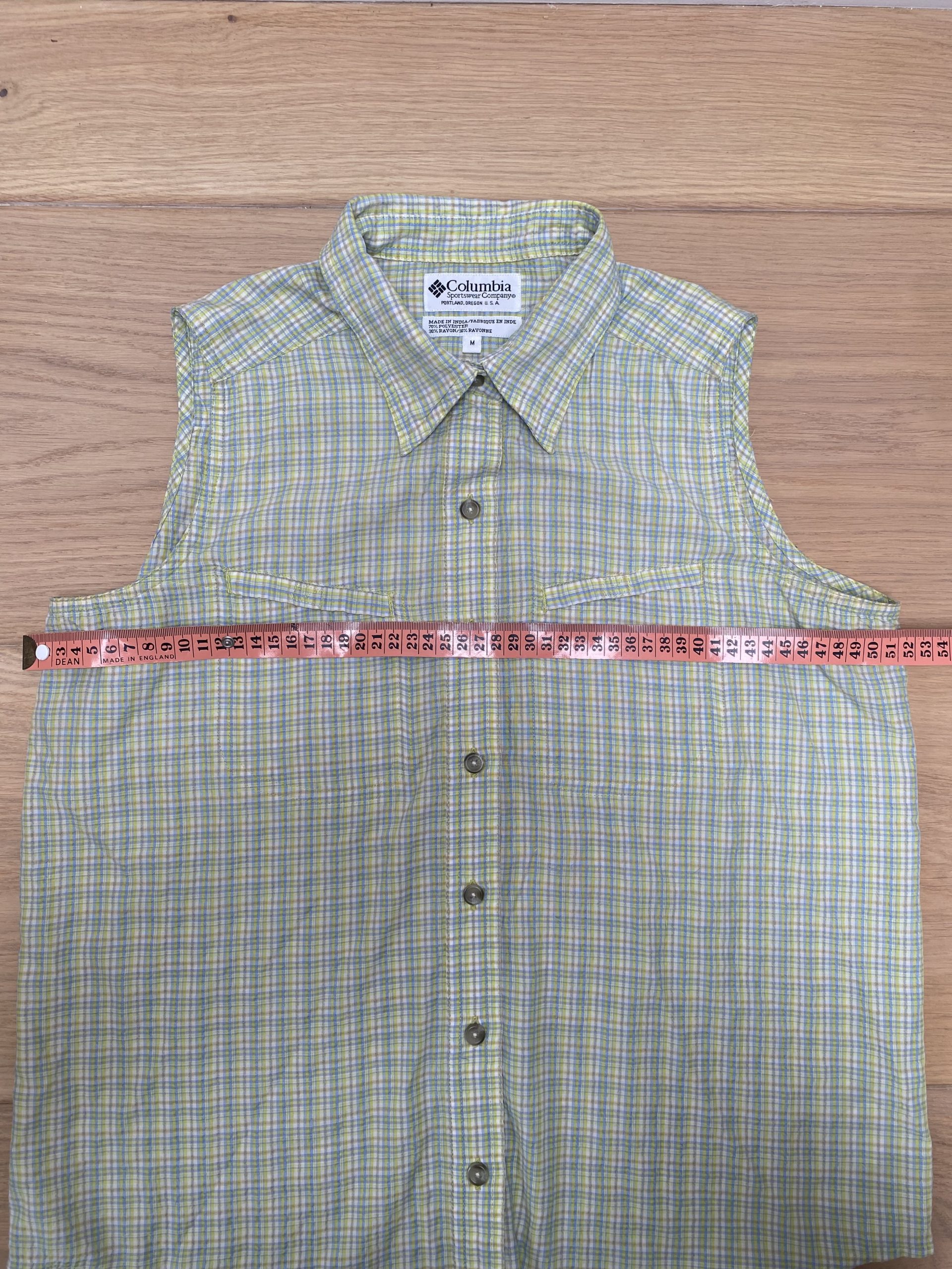 Columbia Yellow & Blue Plaid Sleeveless Shirt Medium image 2
