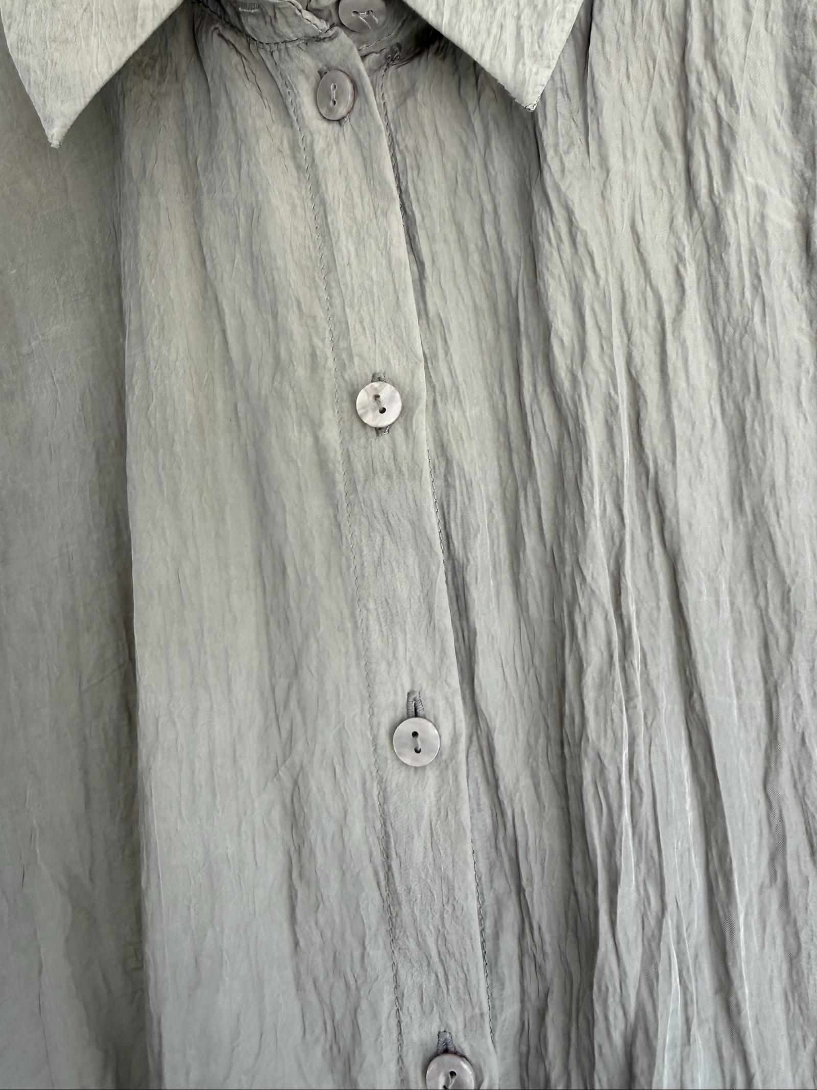 Primark Grey Crinkle Textured Shirt XS UK 6-8 Casual Button-Up Top image 5
