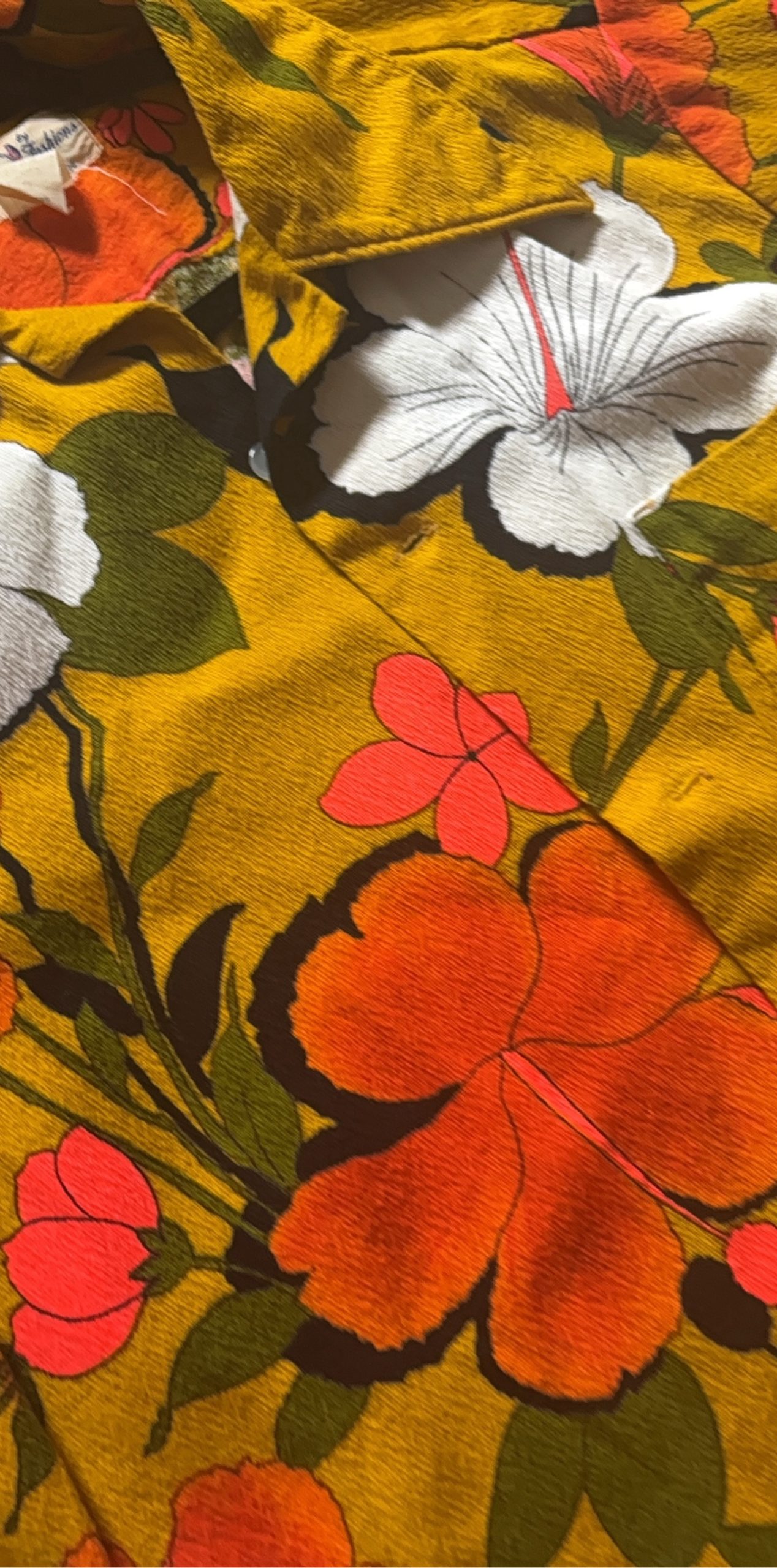 Hukilau Fashions Yellow & Orange Floral Hawaiian Shirt Size 9 image 2