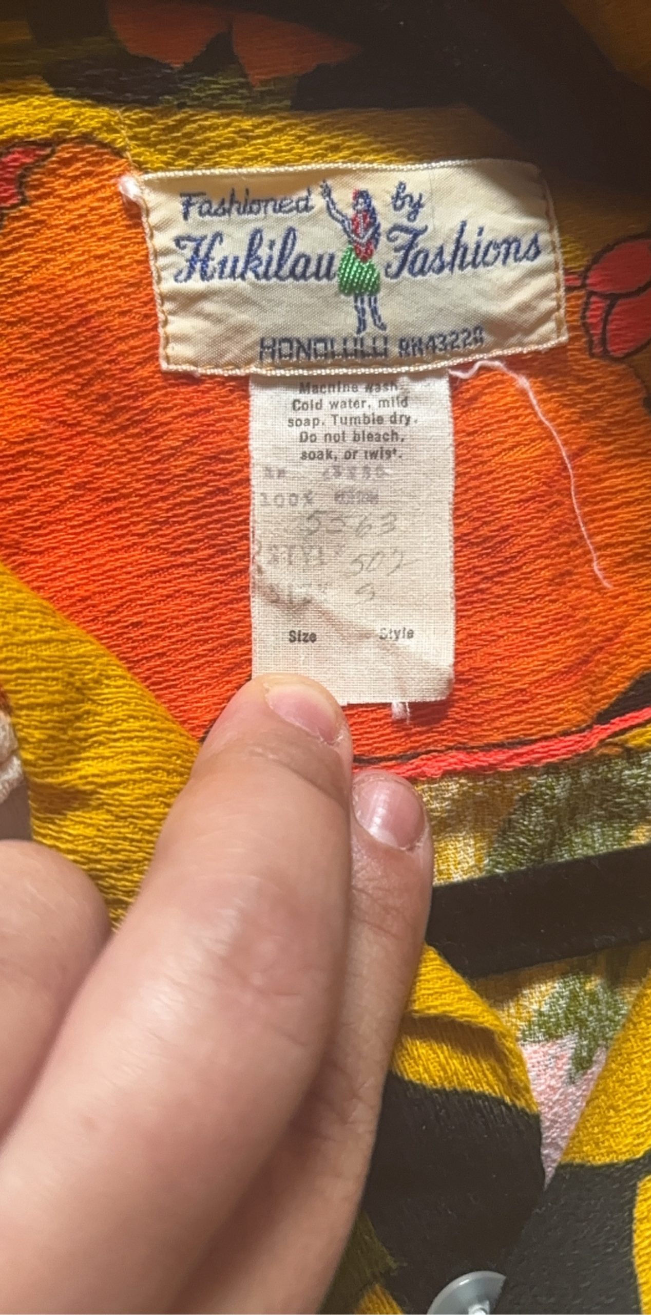 Hukilau Fashions Yellow & Orange Floral Hawaiian Shirt Size 9 image 3