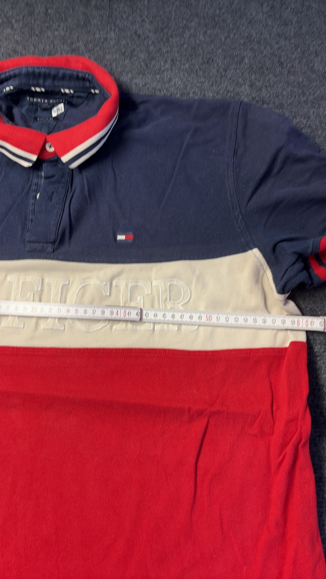 Tommy Hilfiger Red, Navy & White Polo Shirt XL Vintage image 5