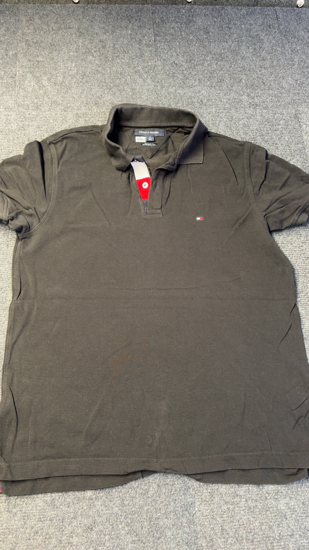 Tommy Hilfiger Black Polo Shirt Medium Regular Fit