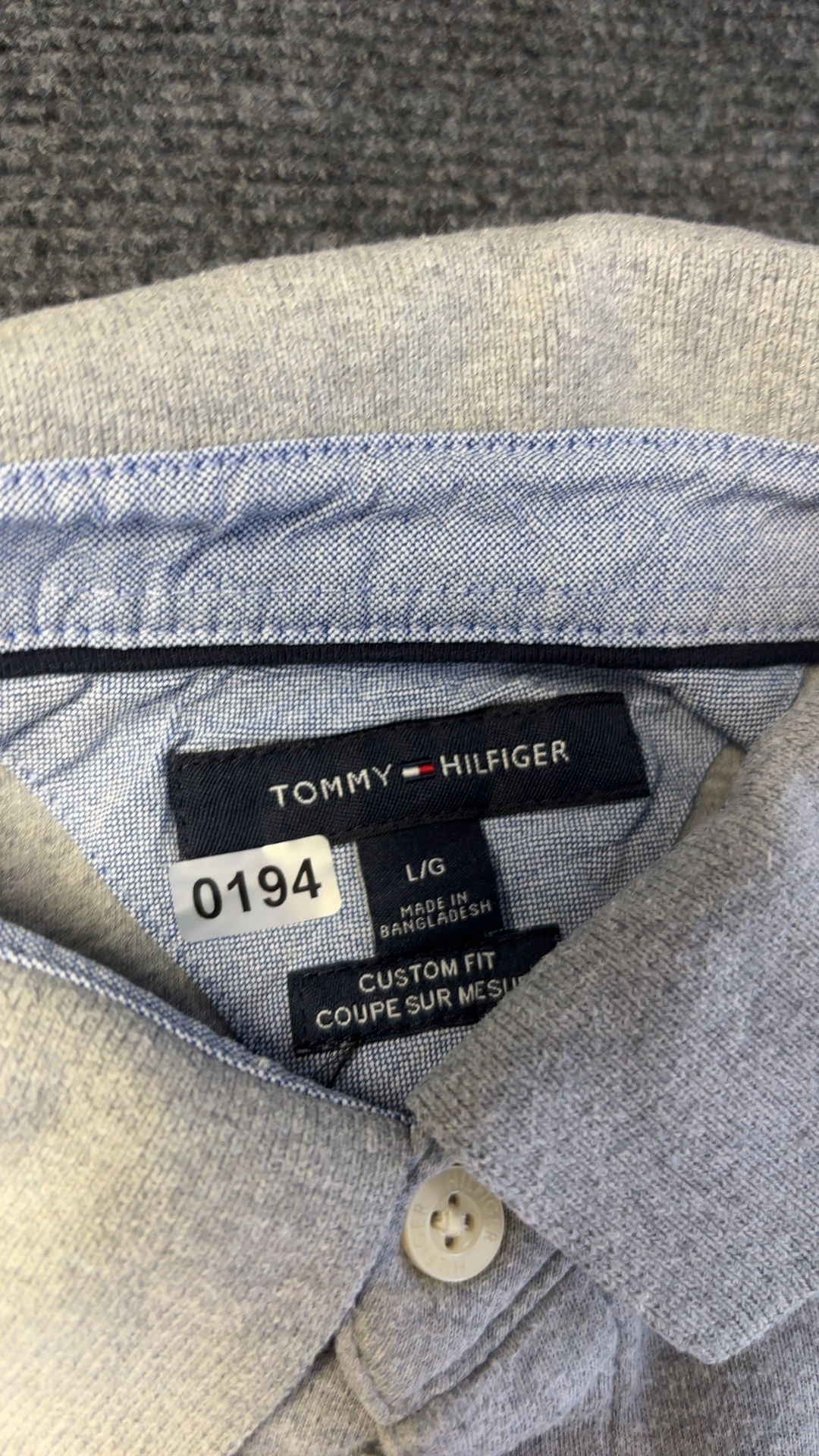 Tommy Hilfiger Grey Polo Shirt Large Custom Fit image 3
